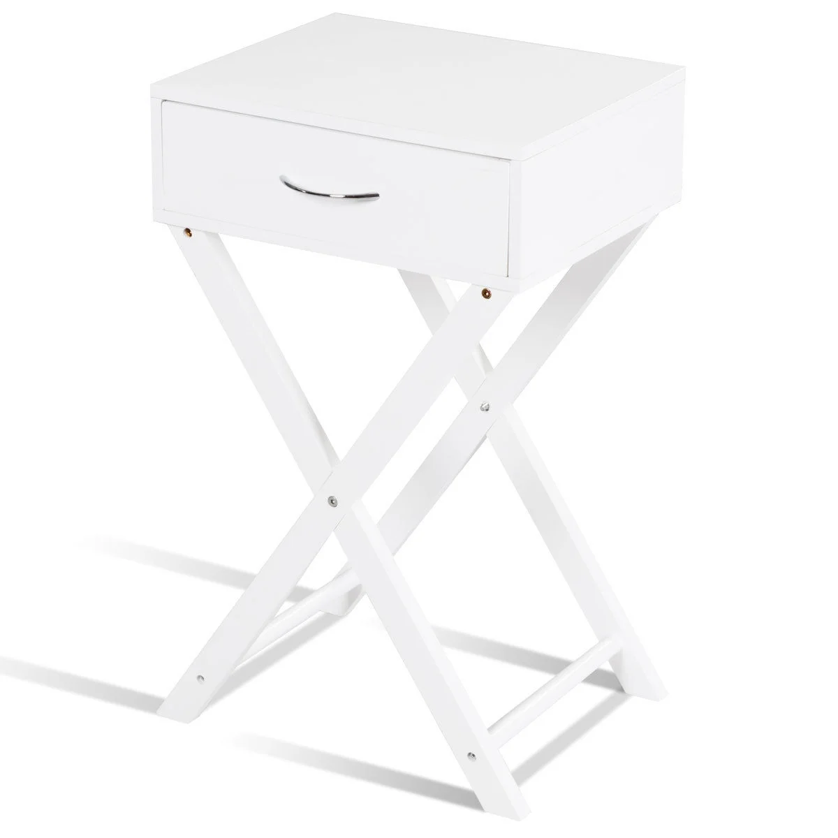 Modern X-Shape Accent Side End Table, White - Image 7