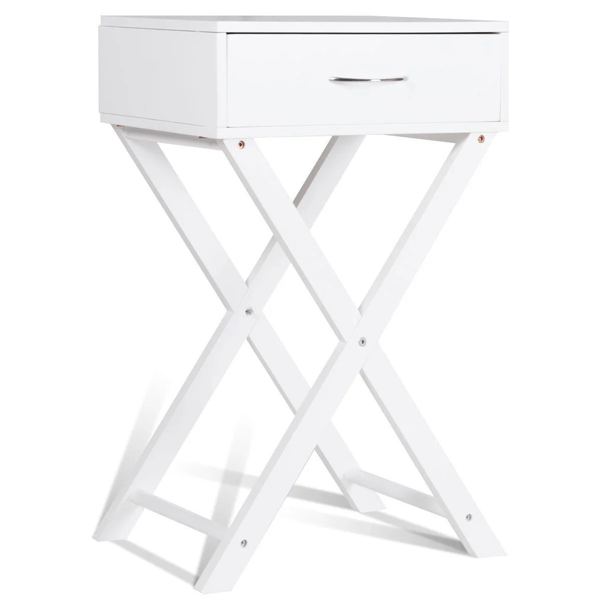 Modern X-Shape Accent Side End Table, White - Image 9