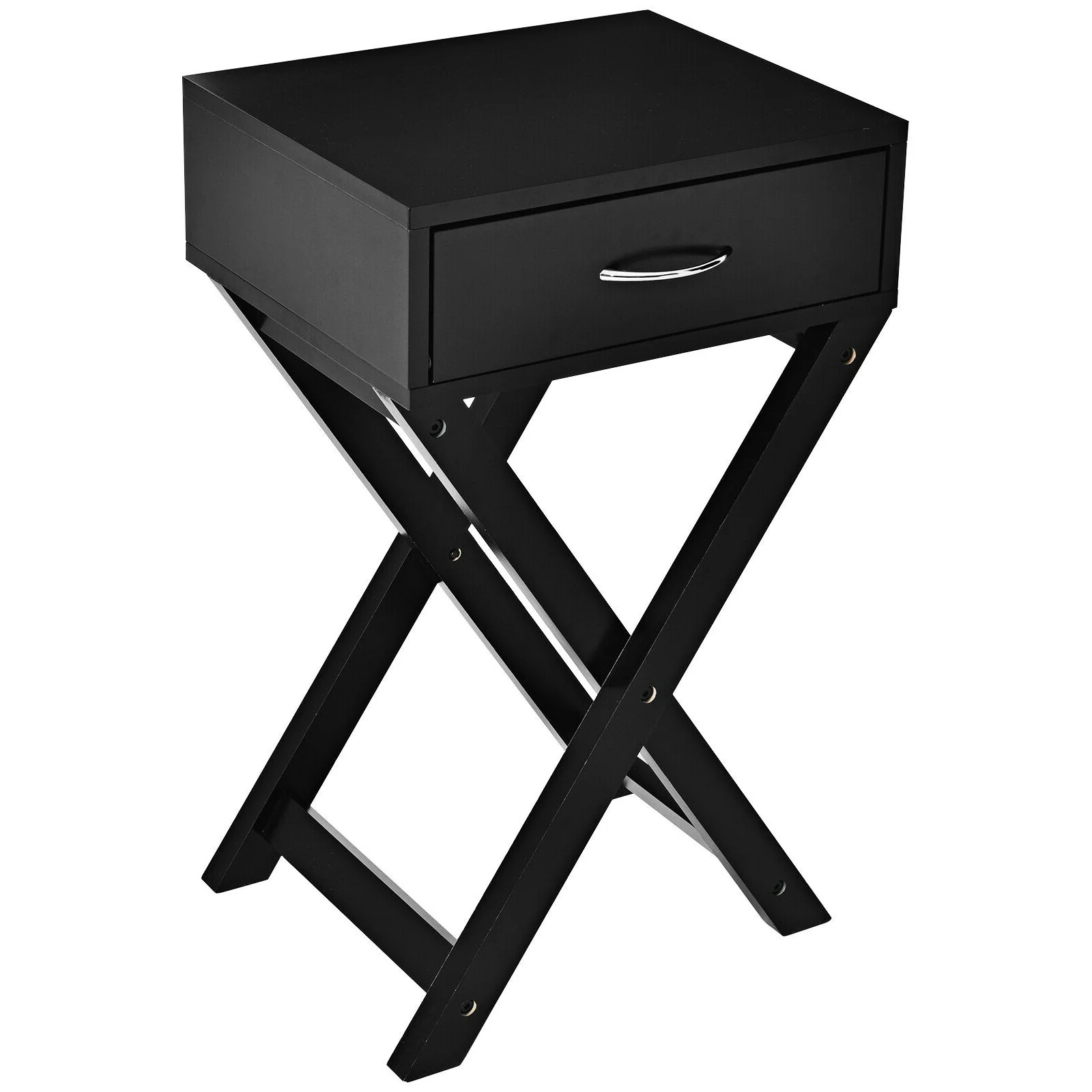 Modern X-Shape Accent Side Table, Black
