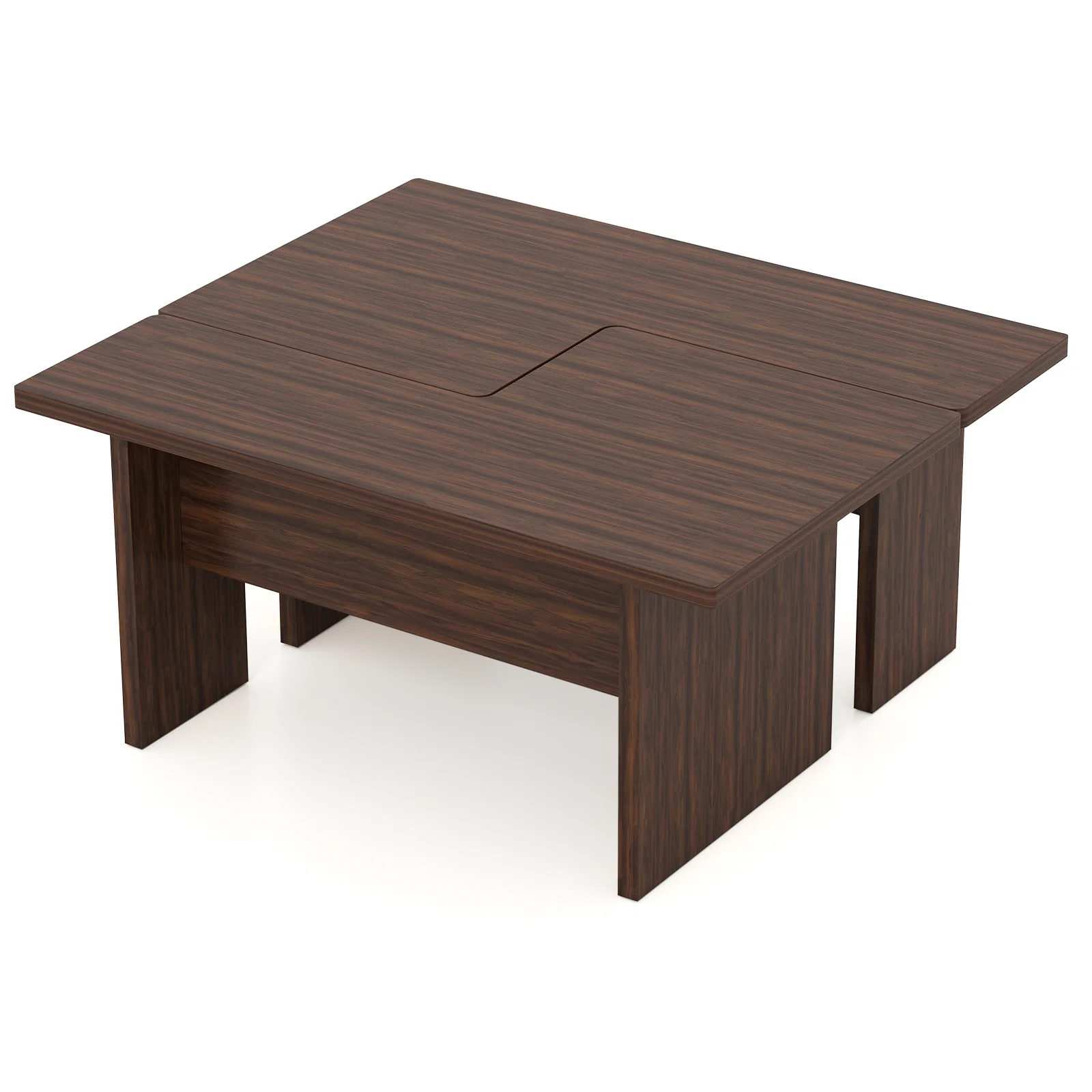 Modular Coffee Table Set, L-Shaped, Walnut, 2-Piece - Image 7
