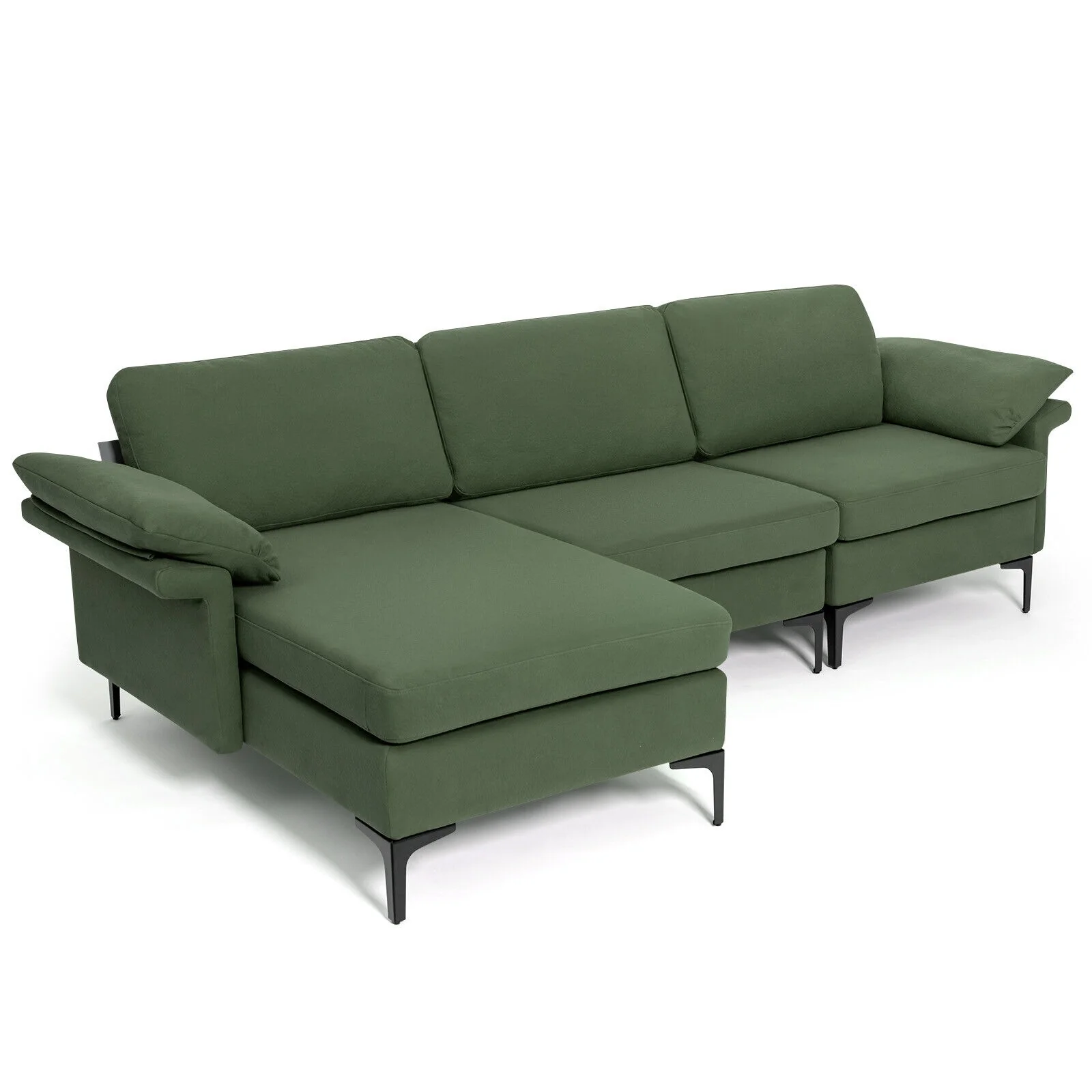 Modular L-Shaped Sectional Sofa, Extra Large, Army Green - Image 2