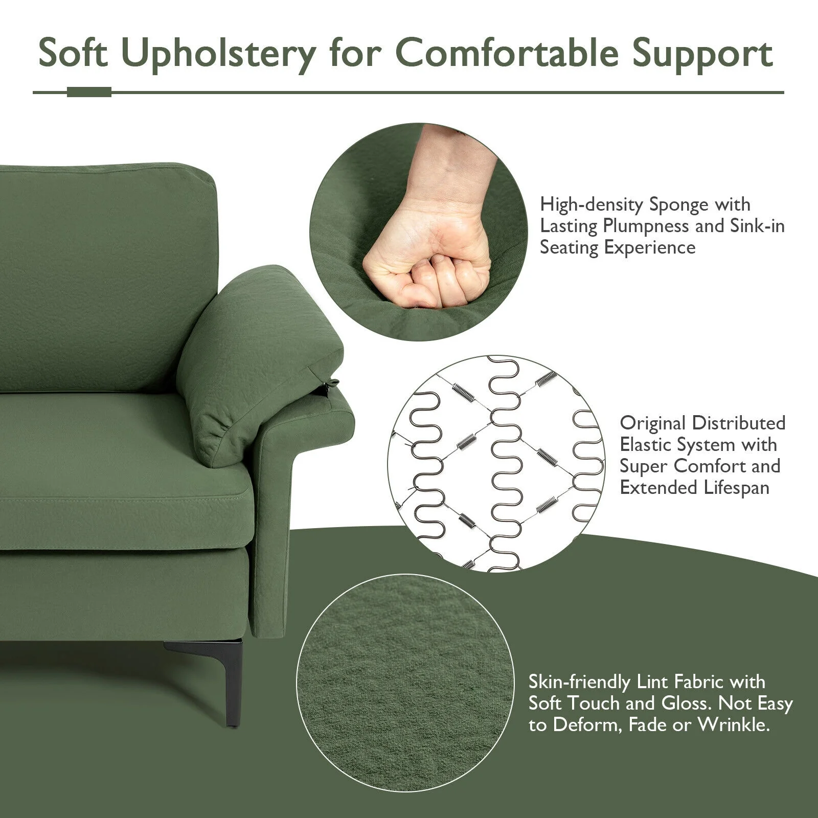 Modular L-Shaped Sectional Sofa, Extra Large, Army Green - Image 8