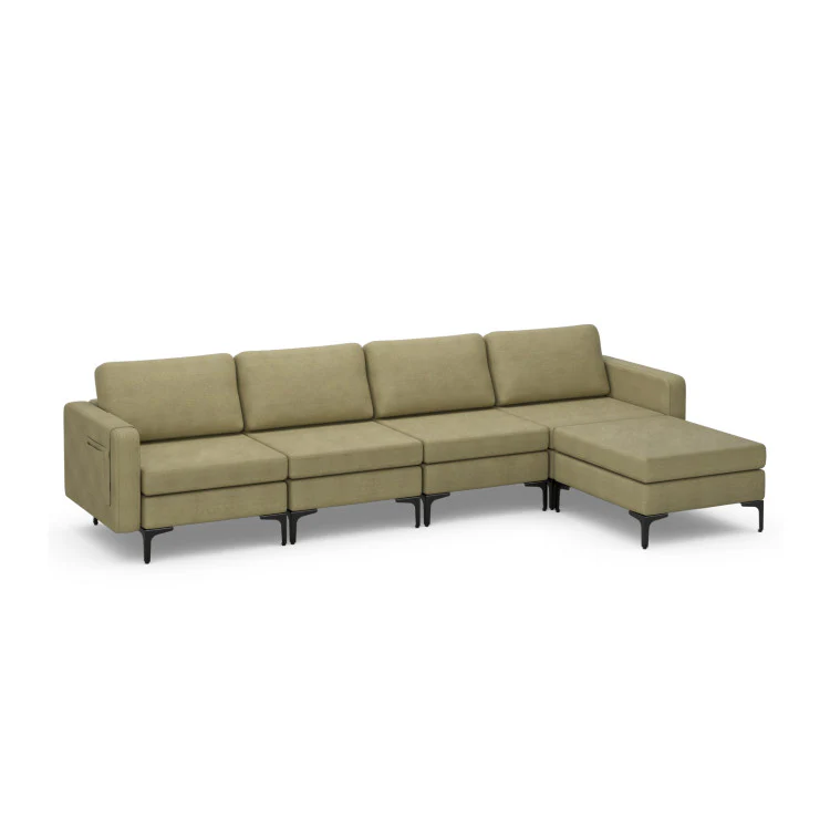 Modular L-Shaped Sectional Sofa, Lift Top Coffee Table, 3-Globe Floor Lamp - Image 5
