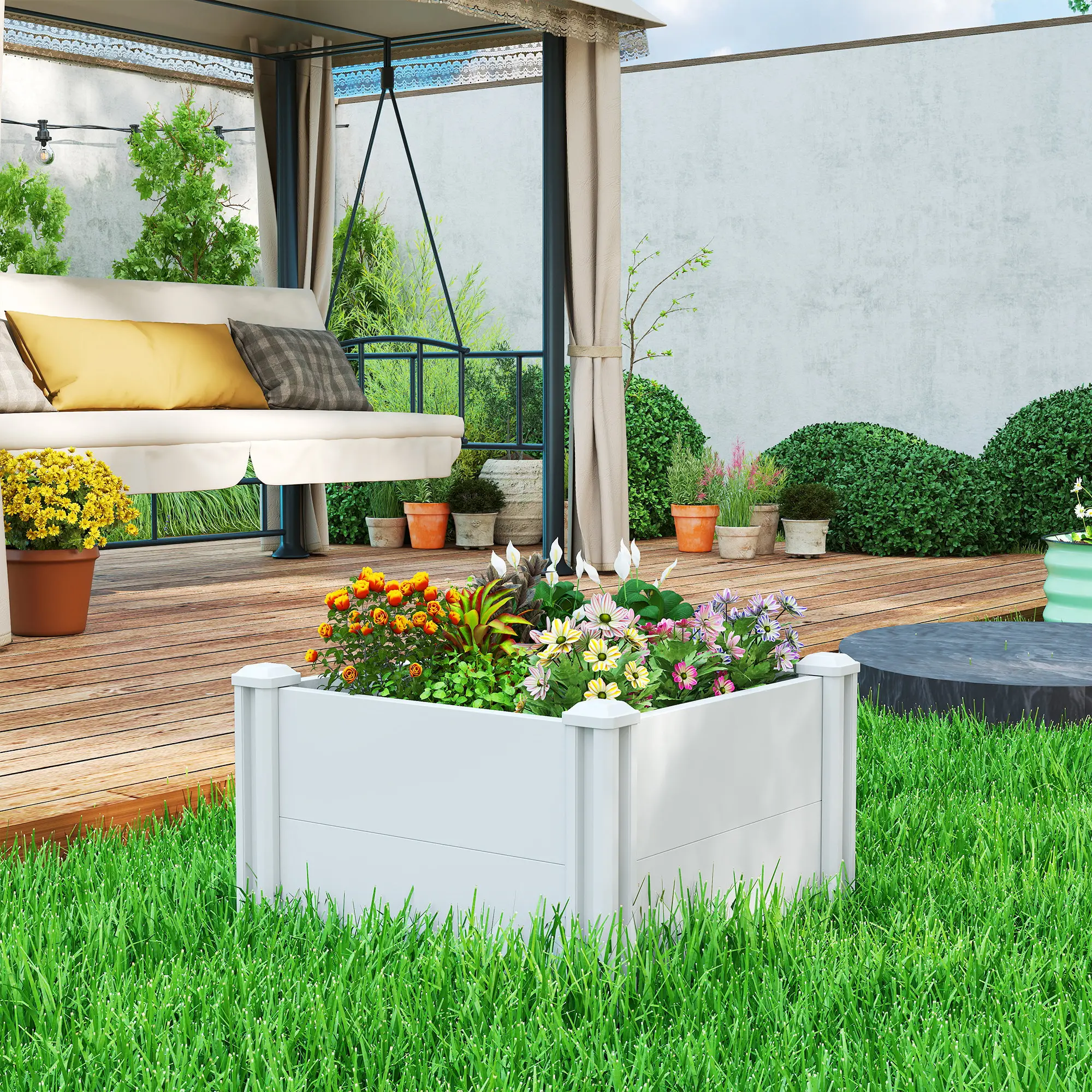 Modular Raised Garden Bed Kit, 2 x 2 x 1ft, White - Image 2
