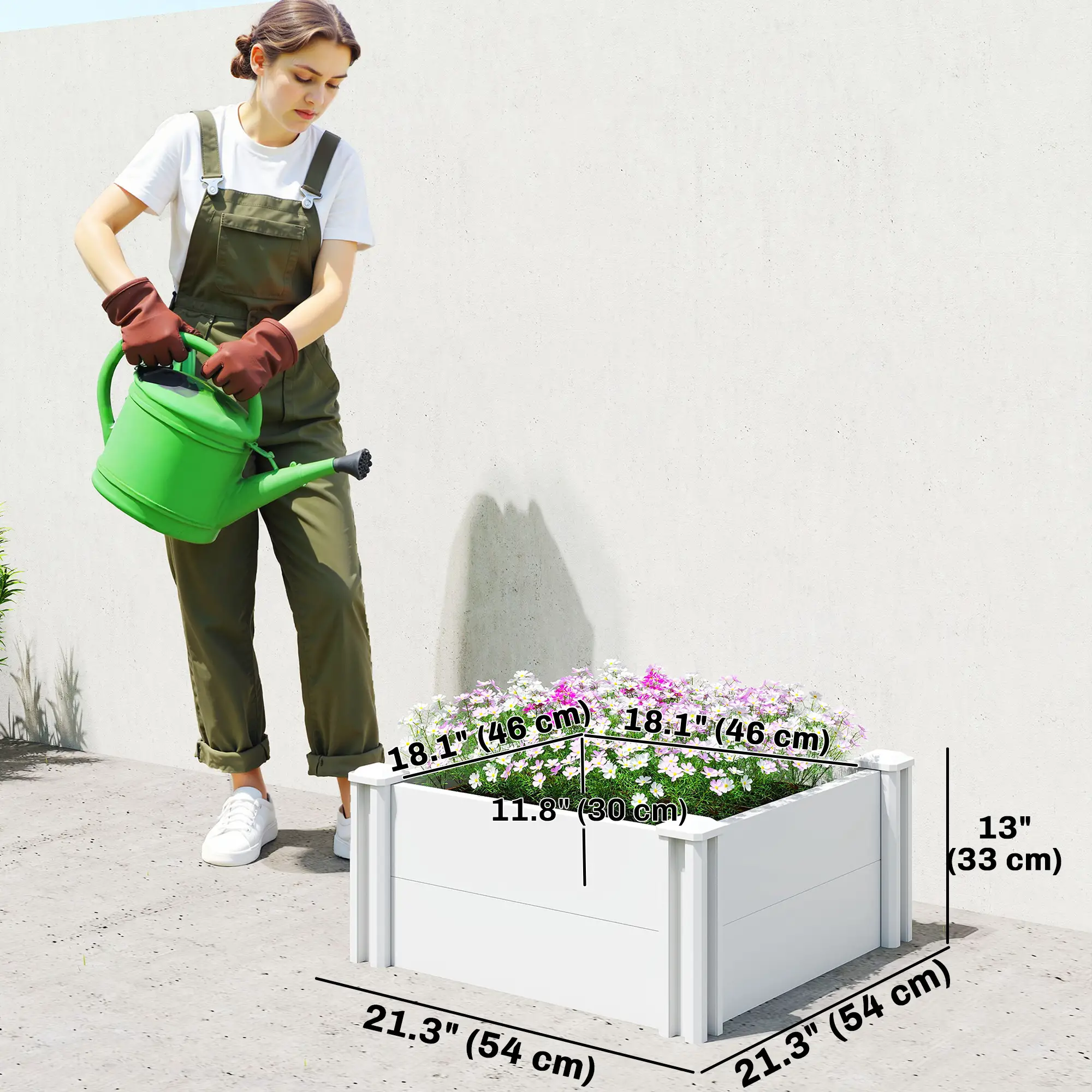 Modular Raised Garden Bed Kit, 2 x 2 x 1ft, White - Image 3