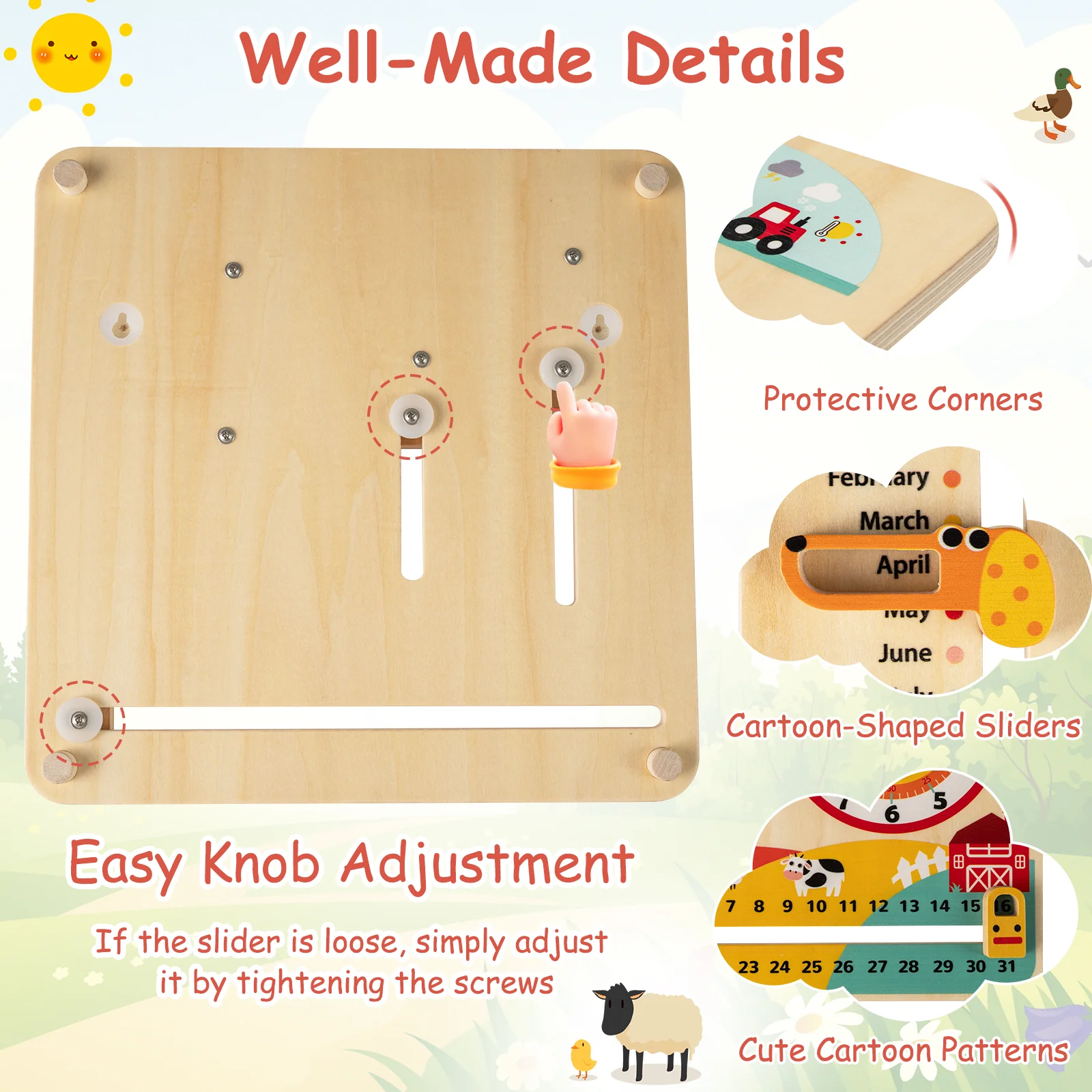 Montessori Wooden Toy for Toddlers Educational Learning Clock Toy About Season - Image 10