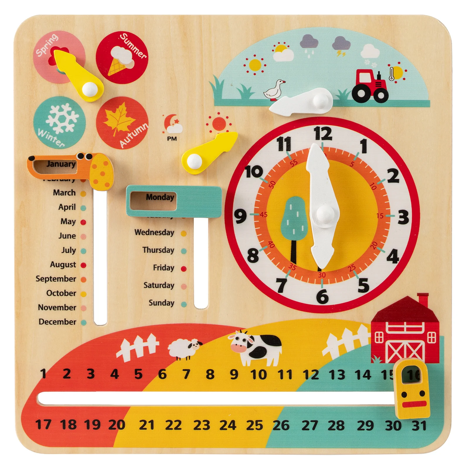 Montessori Wooden Toy for Toddlers Educational Learning Clock Toy About Season - Image 4