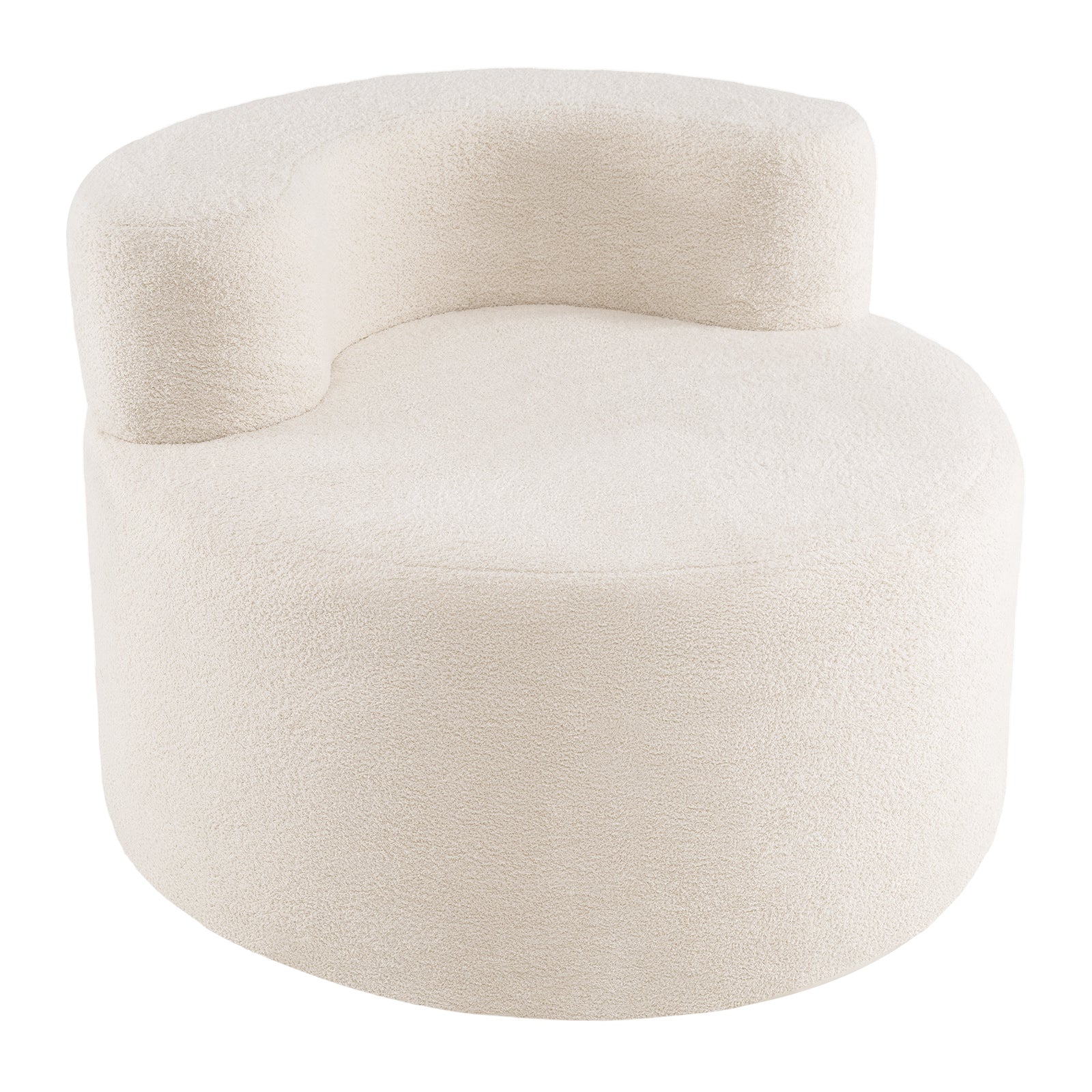 Moon-Shaped Floor Single Sofa Chair with Soft Teddy Fleece, Beige - Image 4