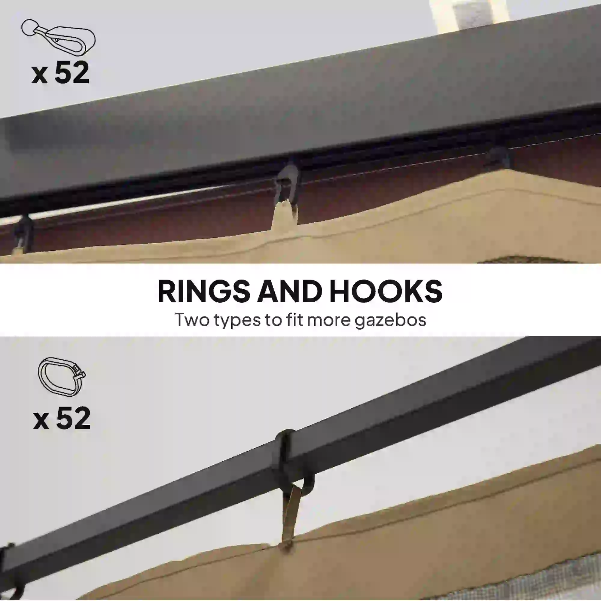 Mosquito Netting For Gazebo, 10' x 12', Black, Khaki - Image 7
