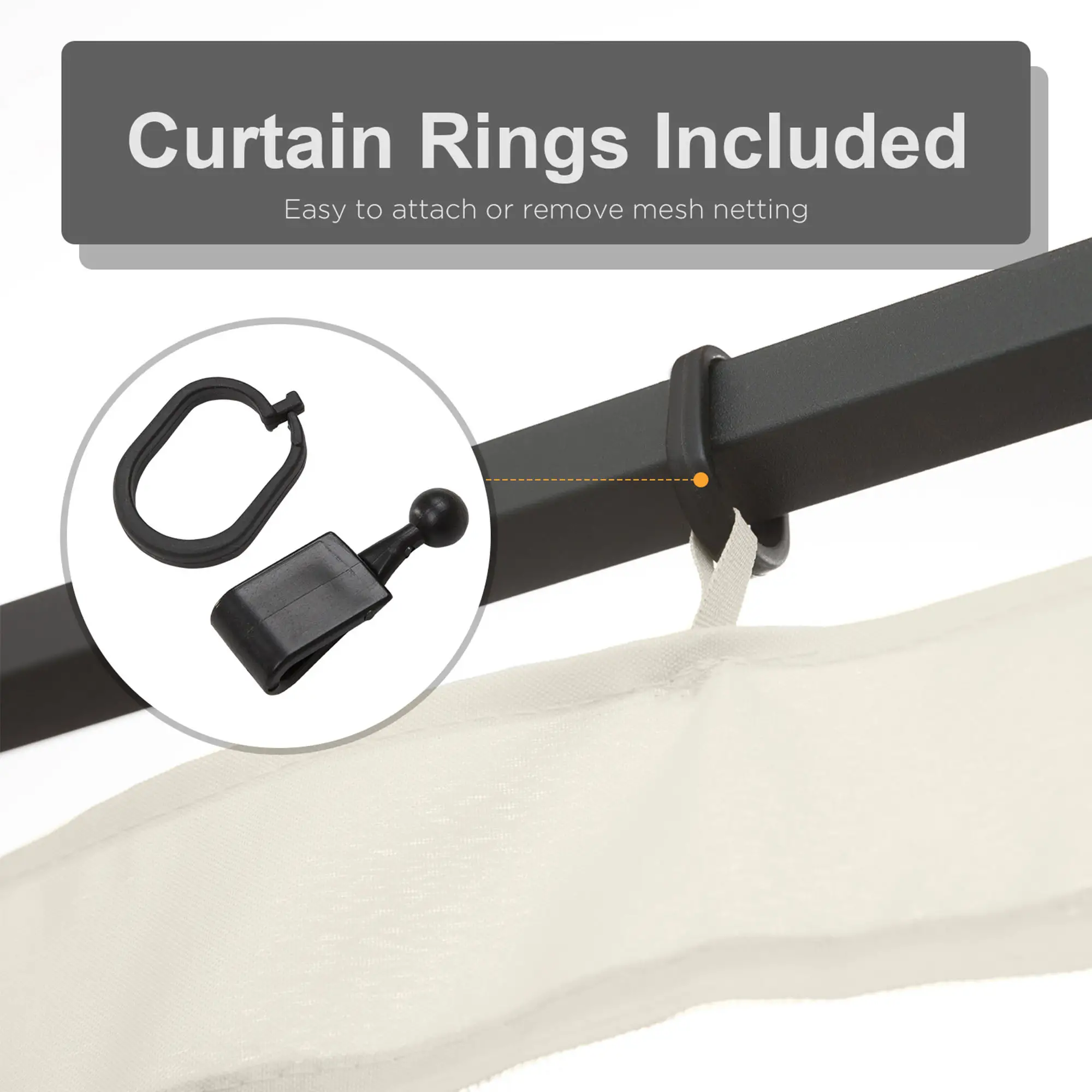 Mosquito Netting For Gazebo, 10' x 13', Black Screen Walls With Zippers, Black - Image 5