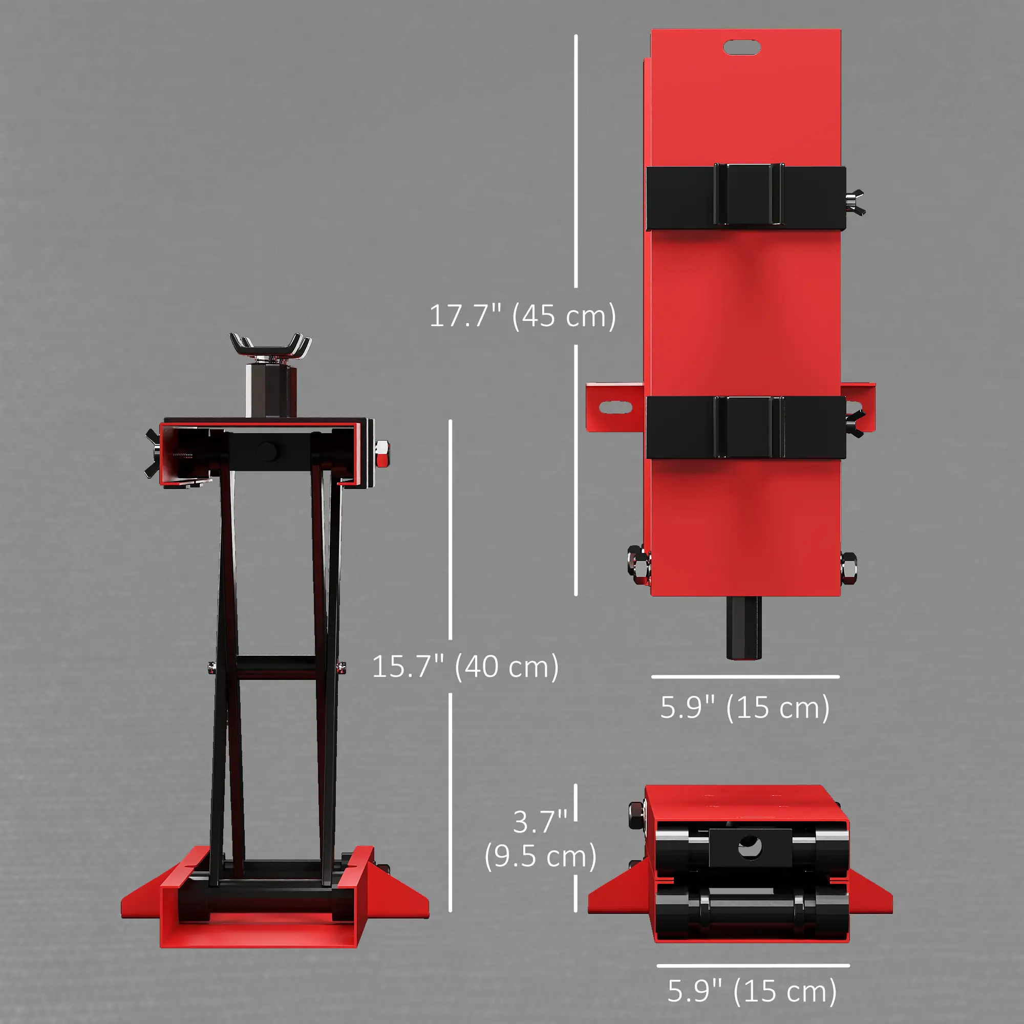 Motorcycle Scissor Lift Jack, 1100 lbs ATV Dirt Bike Stand, 3.7-15.7" Adjustable Height, Red - Image 3