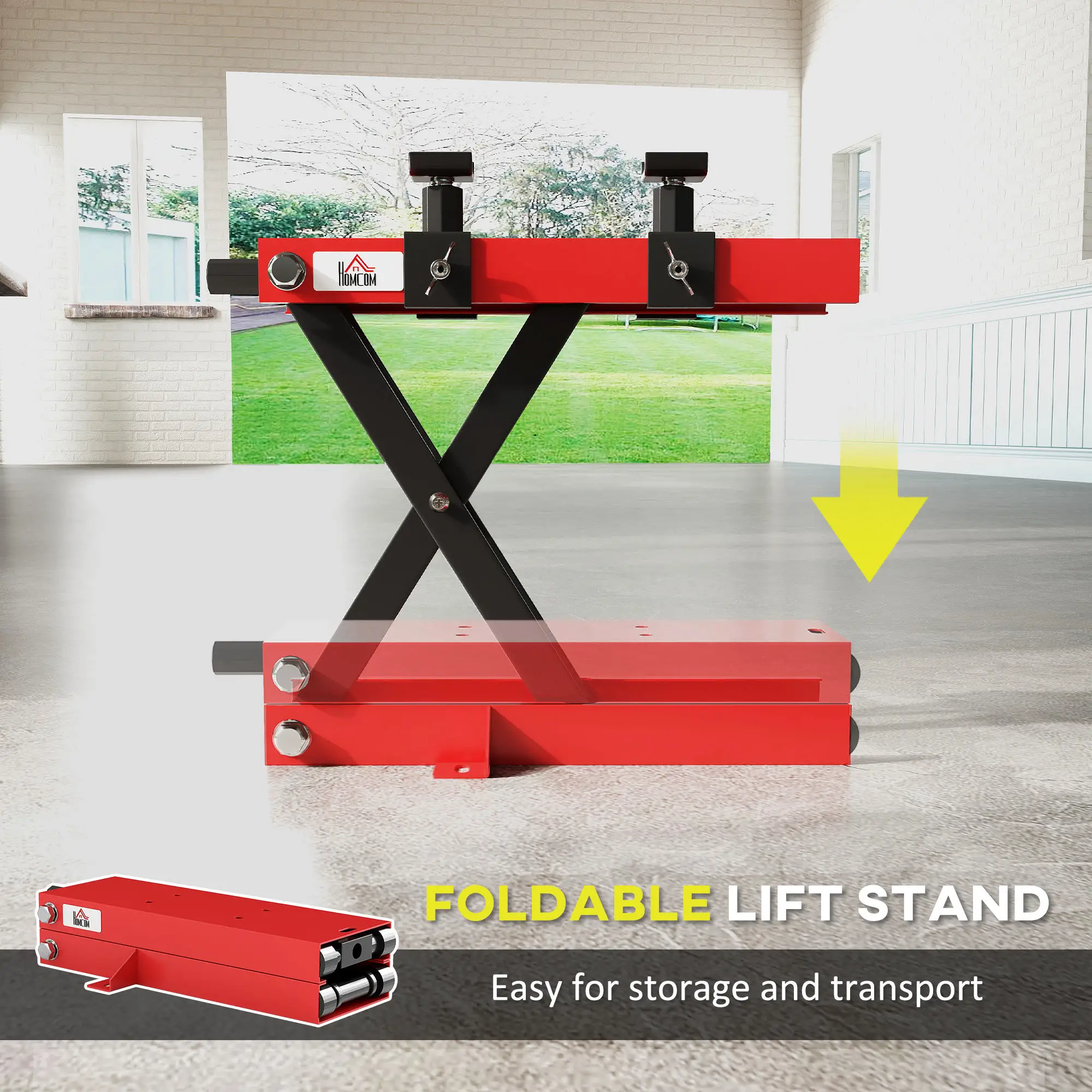 Motorcycle Scissor Lift Jack, 1100 lbs ATV Dirt Bike Stand, 3.7-15.7" Adjustable Height, Red - Image 7