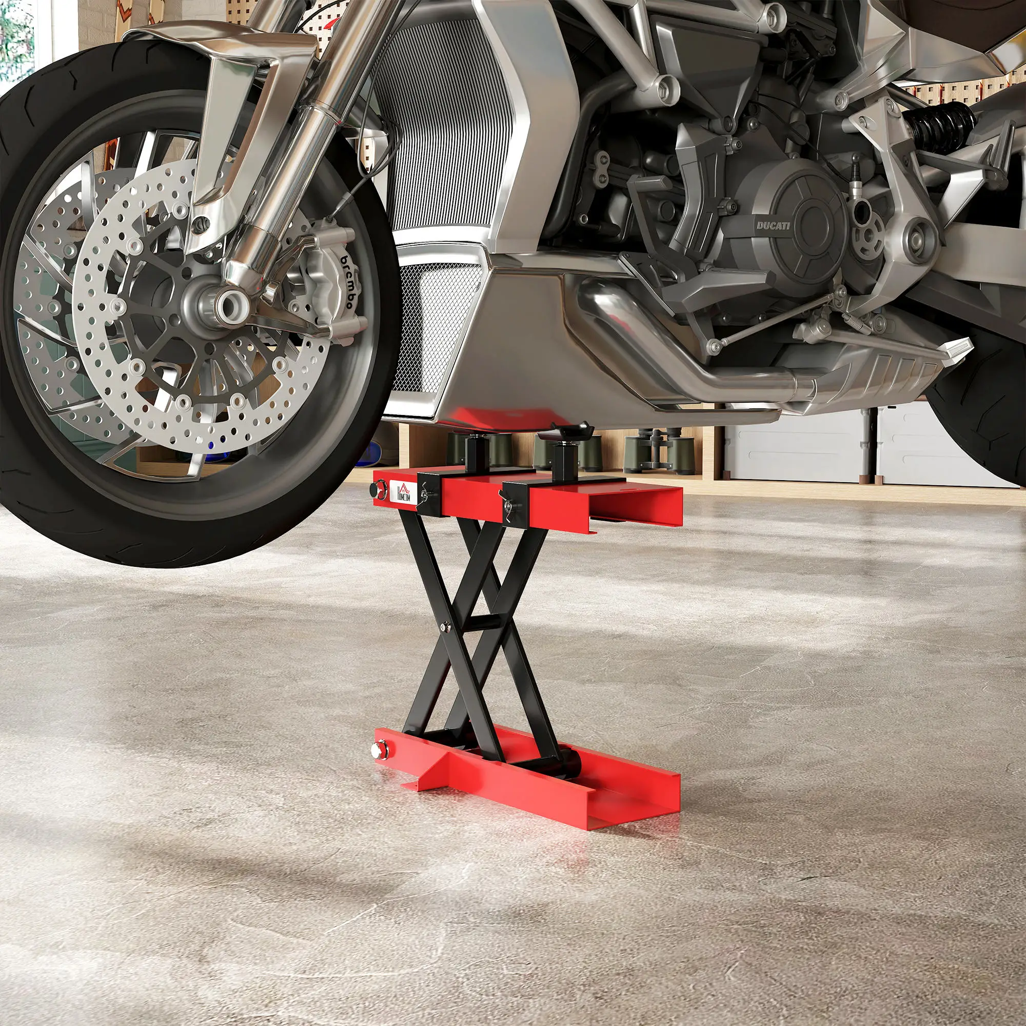 Motorcycle Scissor Lift Jack, 1100 lbs ATV Dirt Bike Stand, 3.7-15.7" Adjustable Height, Red - Image 8