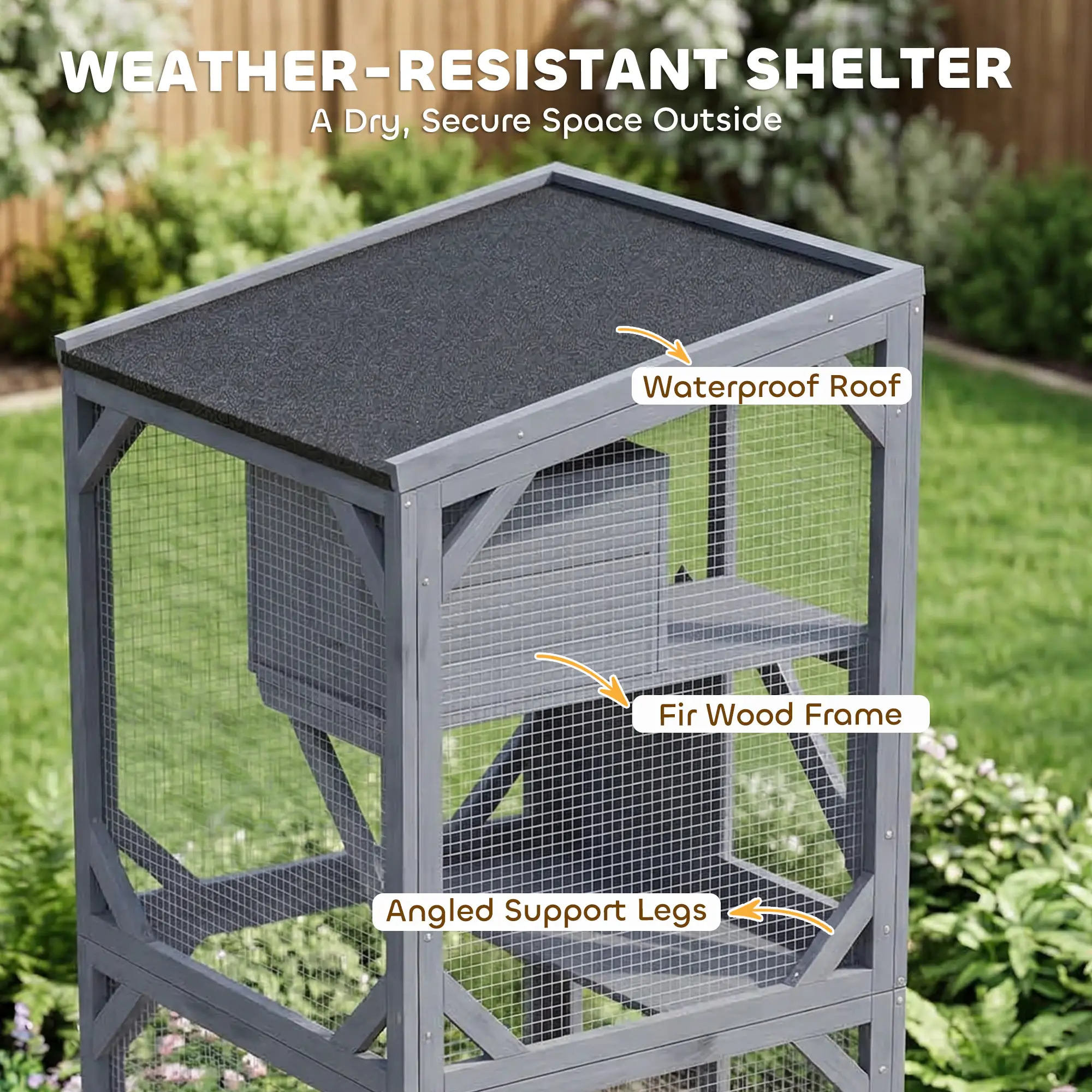 Movable Catio With Resting Box, 3 Jumping Platforms, Waterproof Roof - Image 7