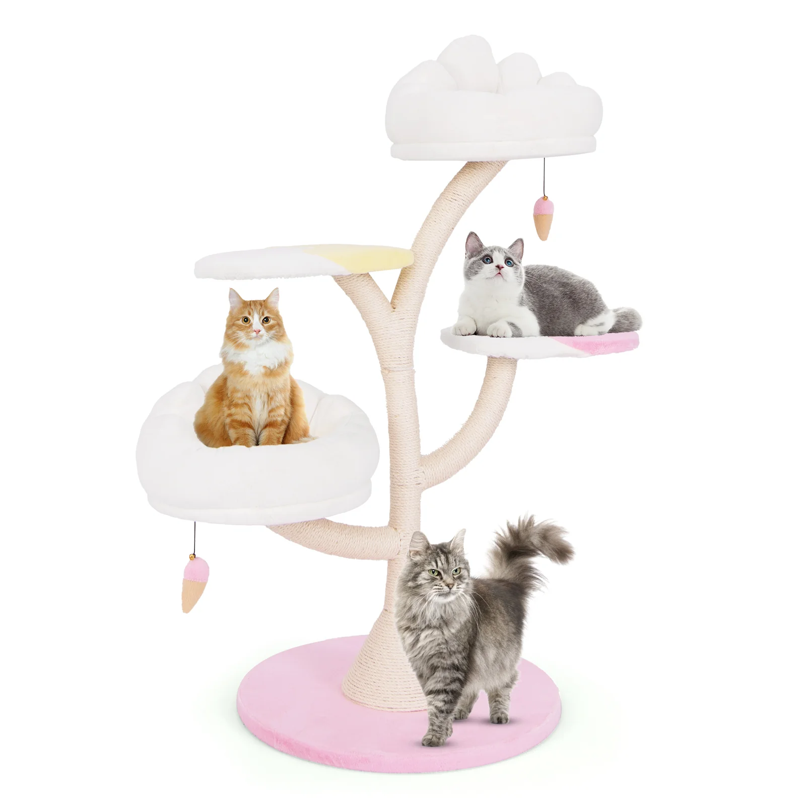 Multi-Layer Cat Tree Tower, 2 Perches 2 Platforms, Pink - Image 5