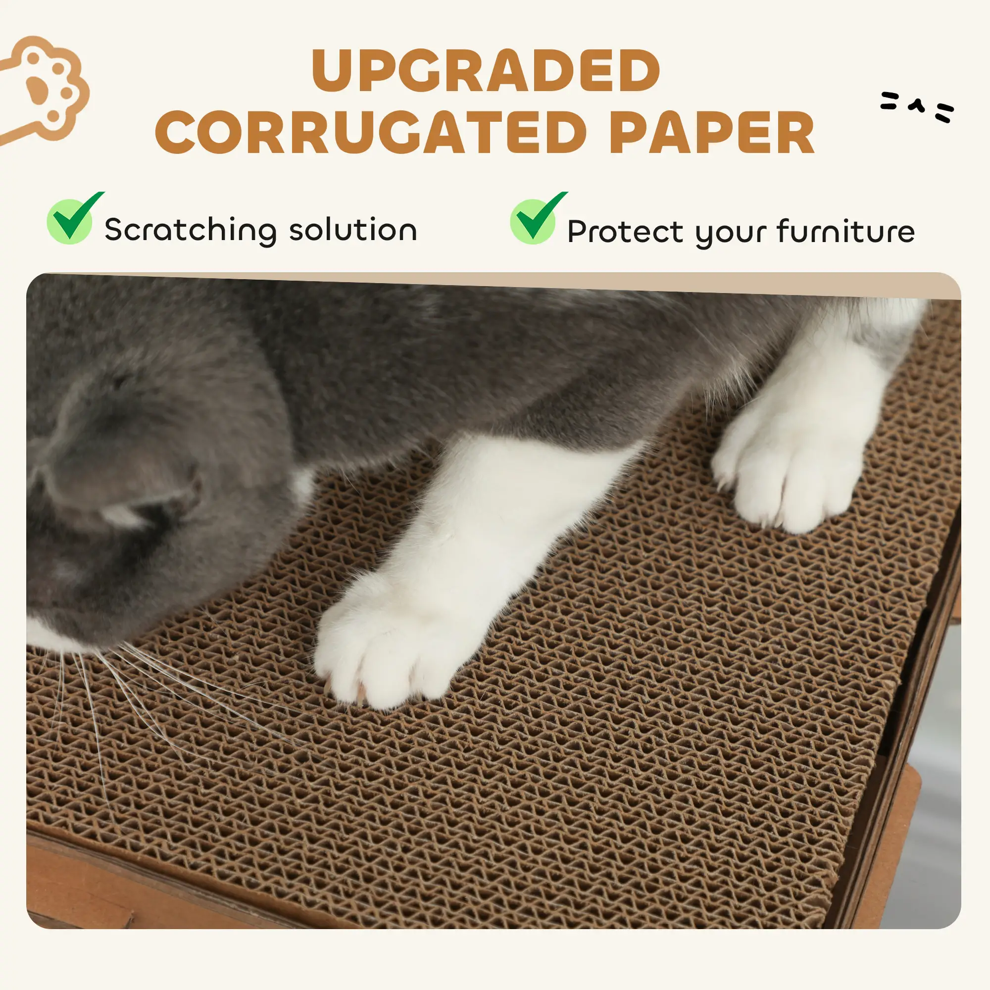 Multi-Level Cardboard Cat House, Corrugated Play Condo with Scratching Pads - Image 5