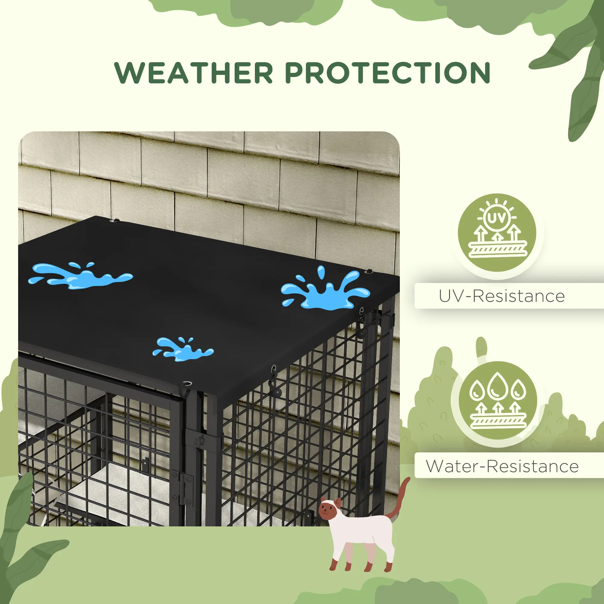 Multi-Level Cat Cage, Outdoor Catio, Steel, UV Water Resistant Cover, 5 Platforms, Soft Pads, Black - Image 5