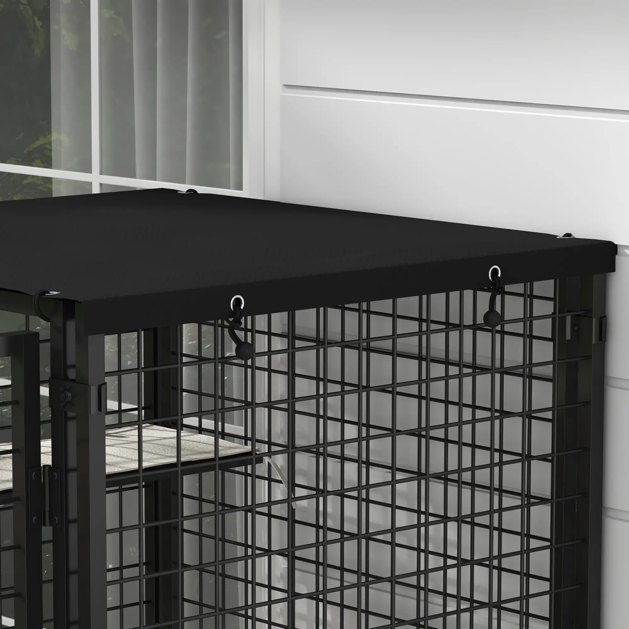 Multi-Level Cat Cage, Outdoor Catio, Steel, UV Water Resistant Cover, 5 Platforms, Soft Pads, Black - Image 9