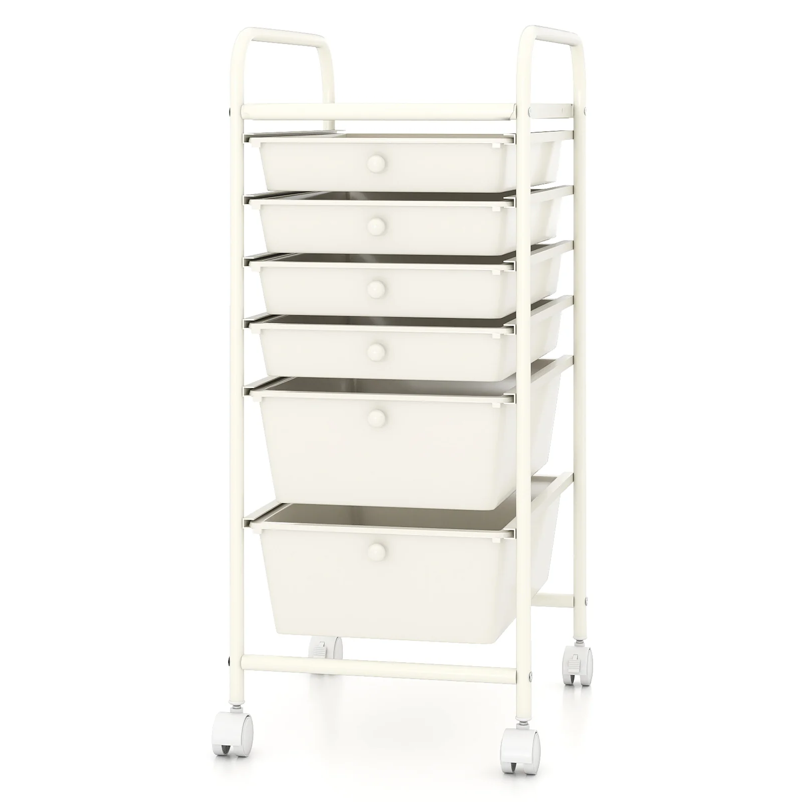 Multifunctional 6 Drawers Rolling Storage Cart Organizer, White - Image 5
