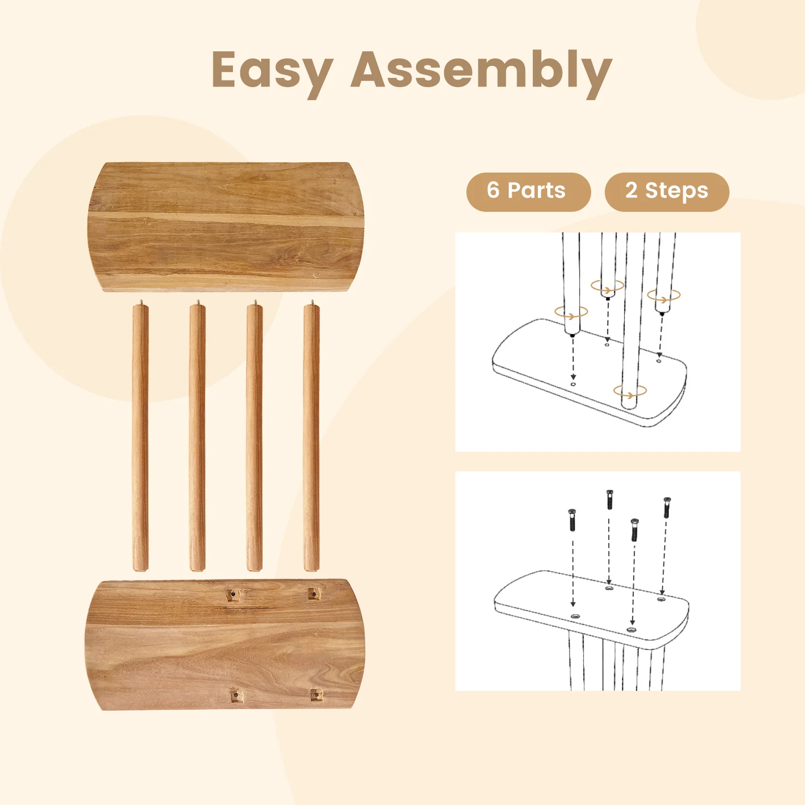 Narrow 2-Tier C-Shaped Teak Wood Side Table - Image 10