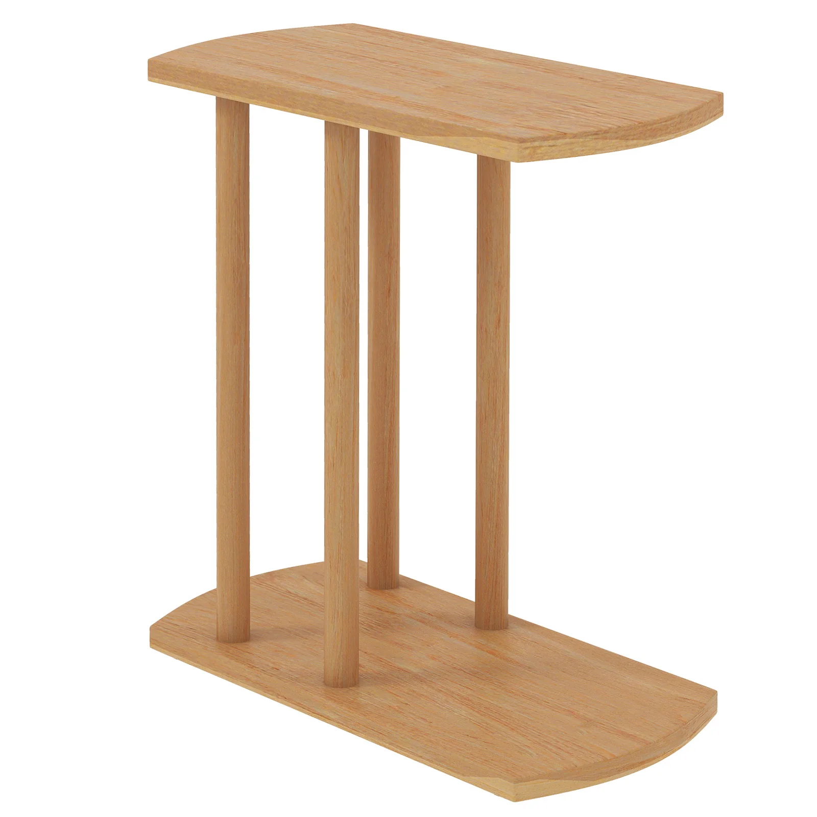 Narrow 2-Tier C-Shaped Teak Wood Side Table - Image 4