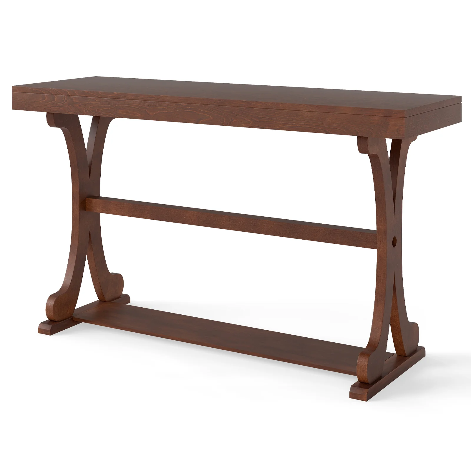 Narrow Console Table, 52 Inch, Walnut, Open Storage Shelf - Image 5
