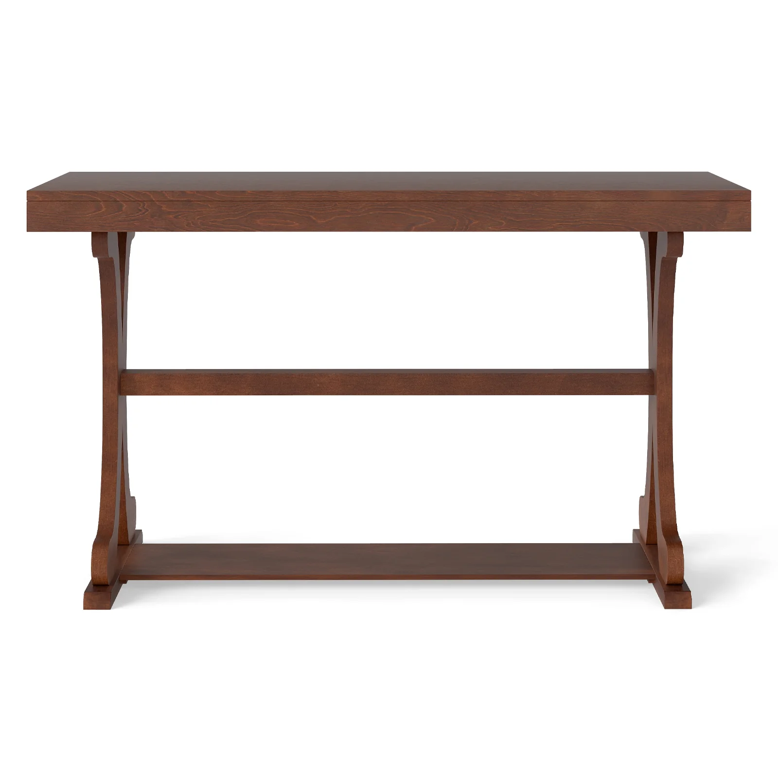 Narrow Console Table, 52 Inch, Walnut, Open Storage Shelf - Image 8
