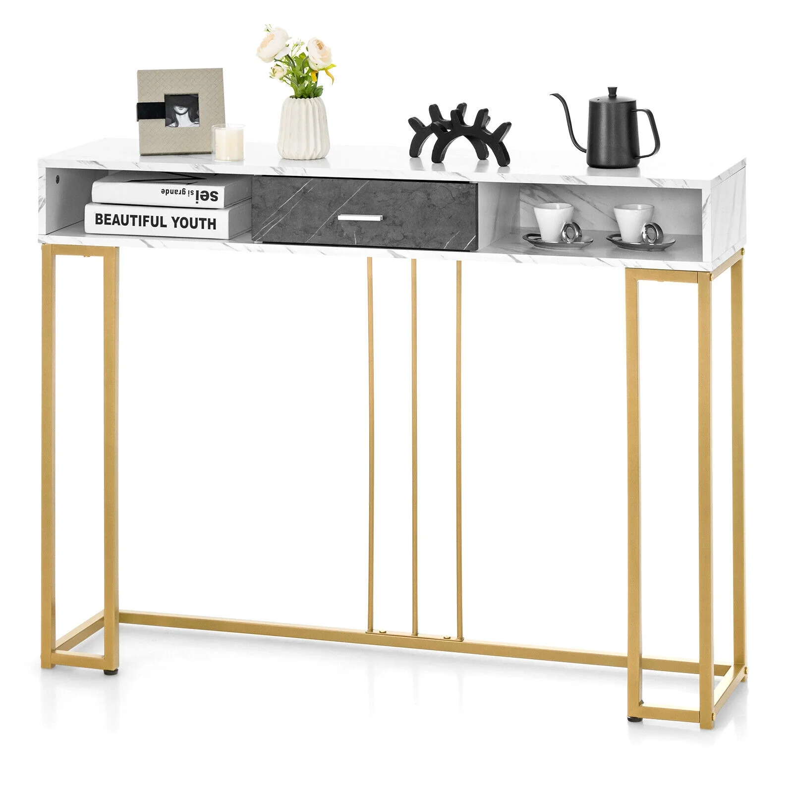 Narrow Long Sofa Table, White - Image 4