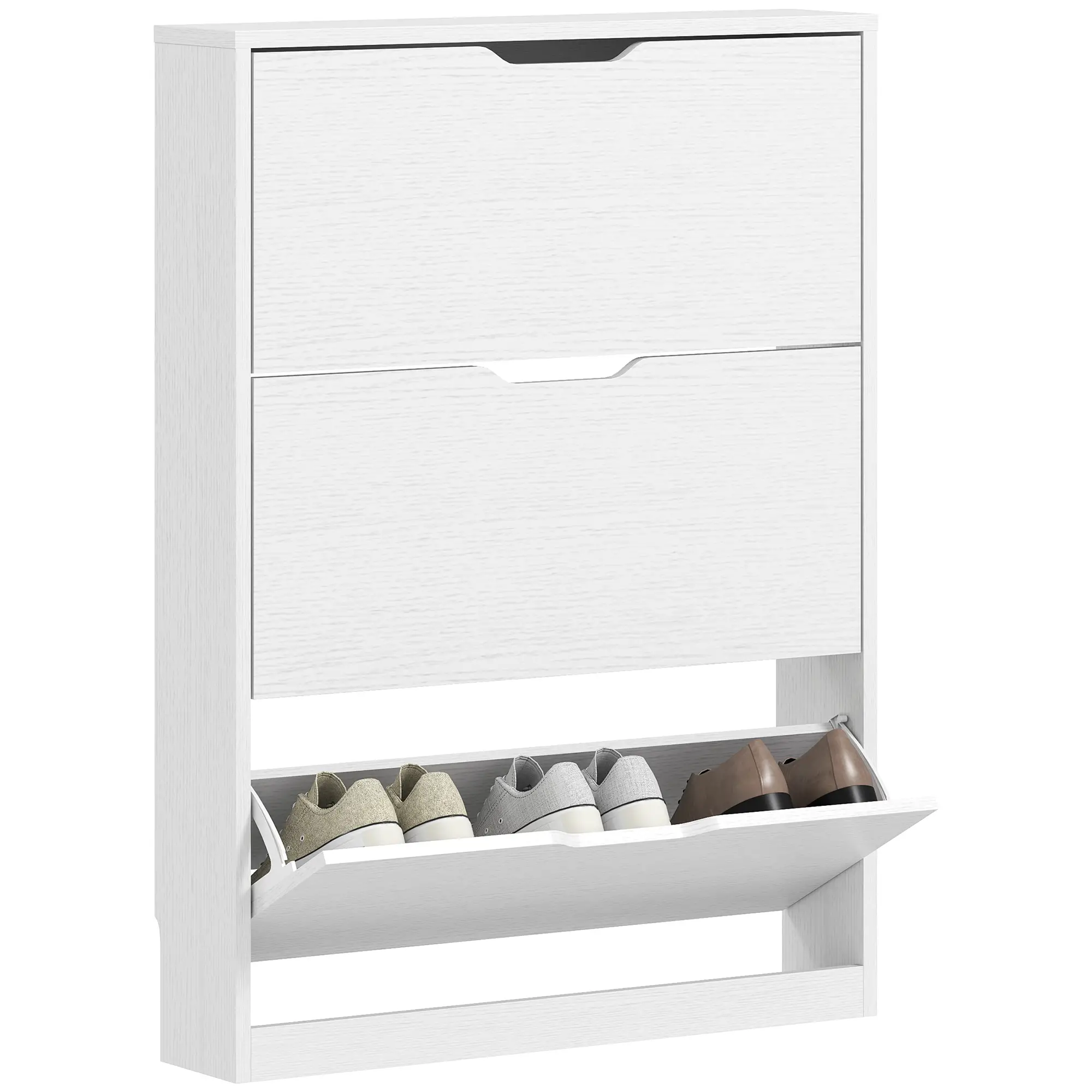 Narrow Shoe Cabinet 3 Flip Drawers, 31.5"W x 6.7"D x 42.5"H, White - Image 11