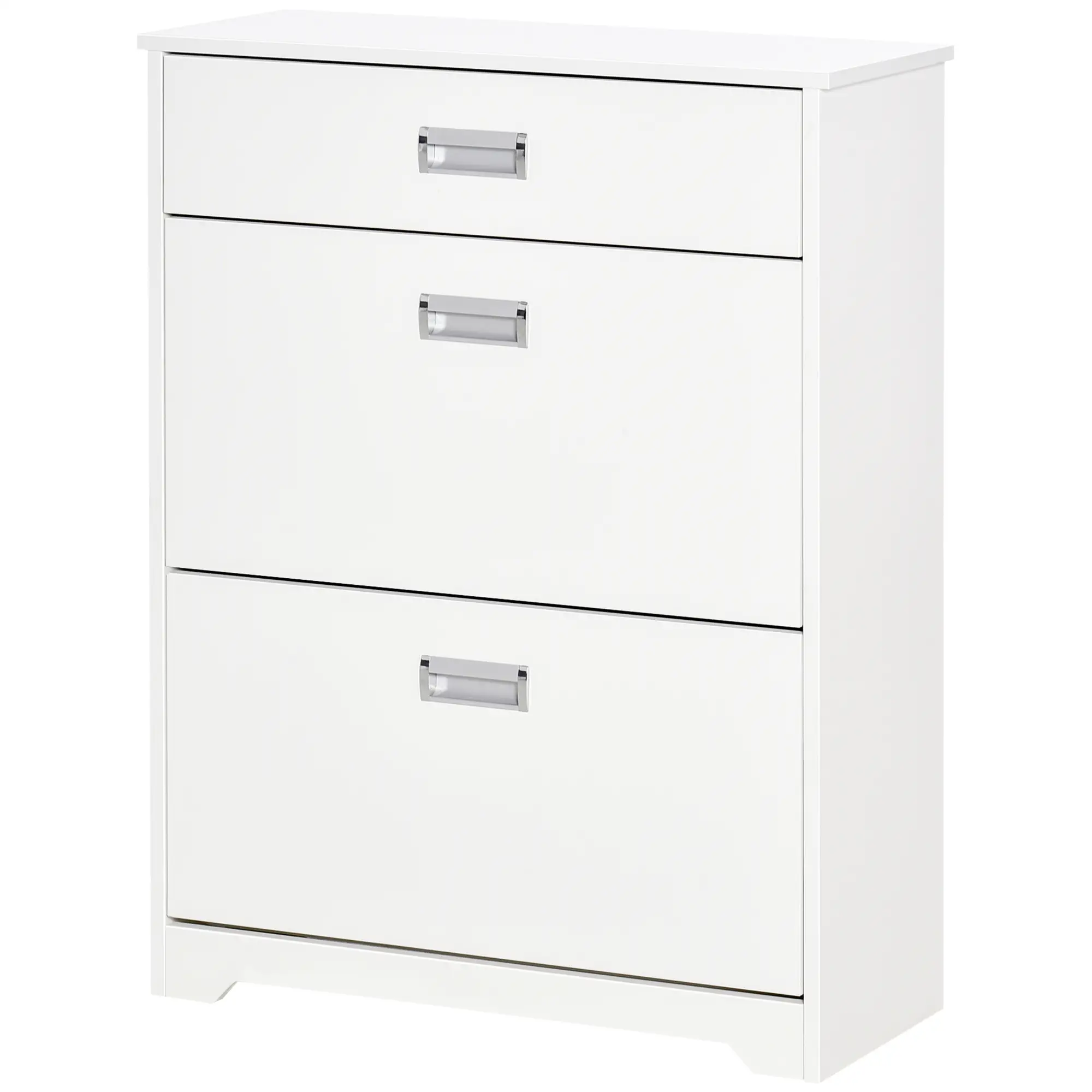 Narrow Shoe Storage, 2 Flip Doors, Adjustable Shelves, Holds 16 Pairs, White - Image 11