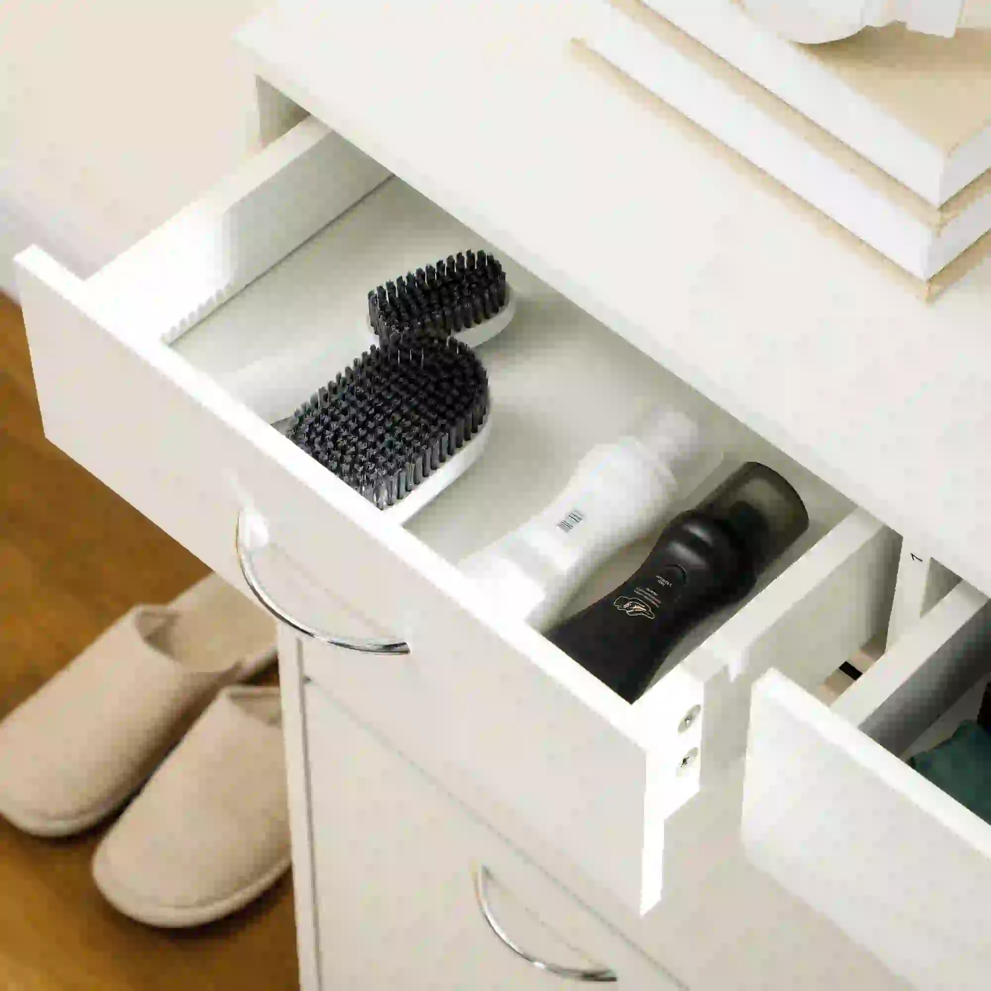 Narrow Shoe Storage, 2 Flip Drawers, Adjustable Shelves, 12 Pairs, White - Image 9