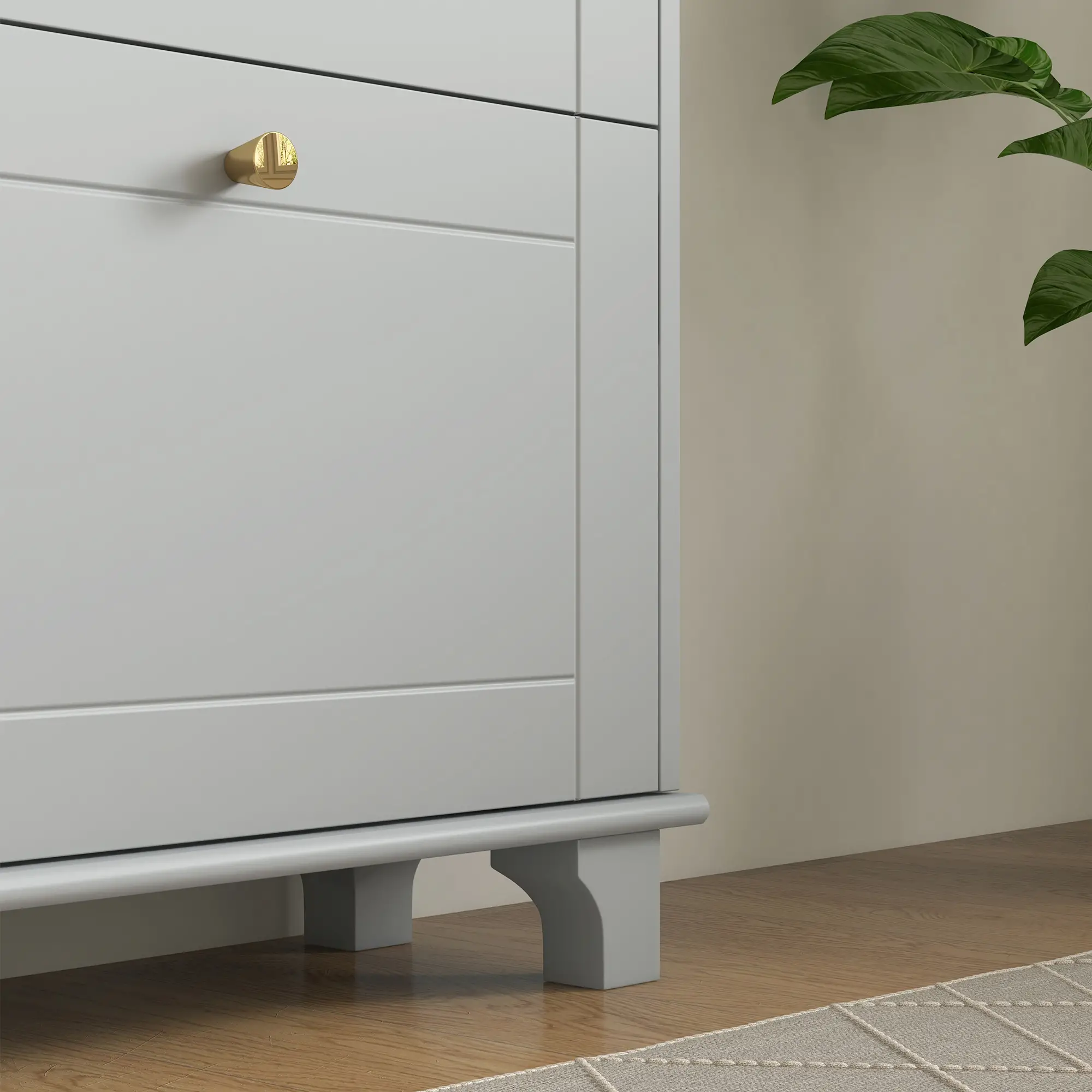 Narrow Shoe Storage, 3 Flip Drawers, Adjustable Shelves, Holds 12 Pairs, Grey - Image 9