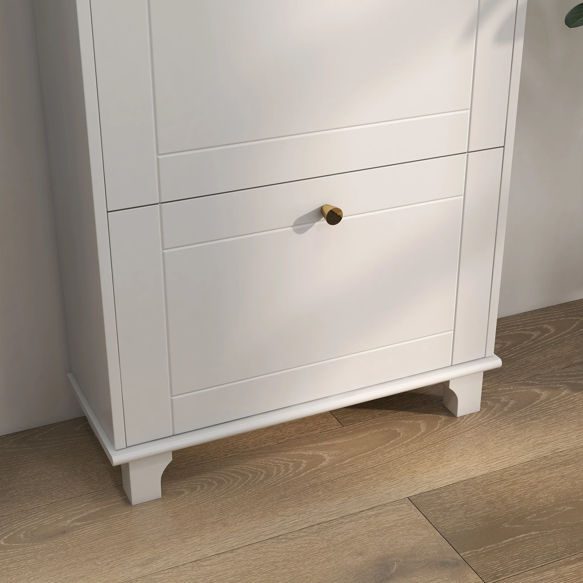 Narrow Shoe Storage, 3 Flip Drawers, Adjustable Shelves, Holds 12 Pairs, White - Image 10