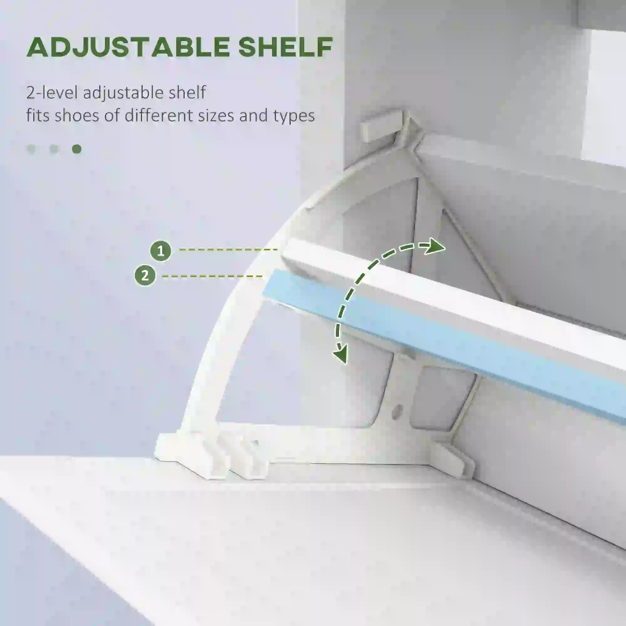 Narrow Shoe Storage, 3 Flip Drawers, Adjustable Shelves, Holds 12 Pairs, White - Image 5