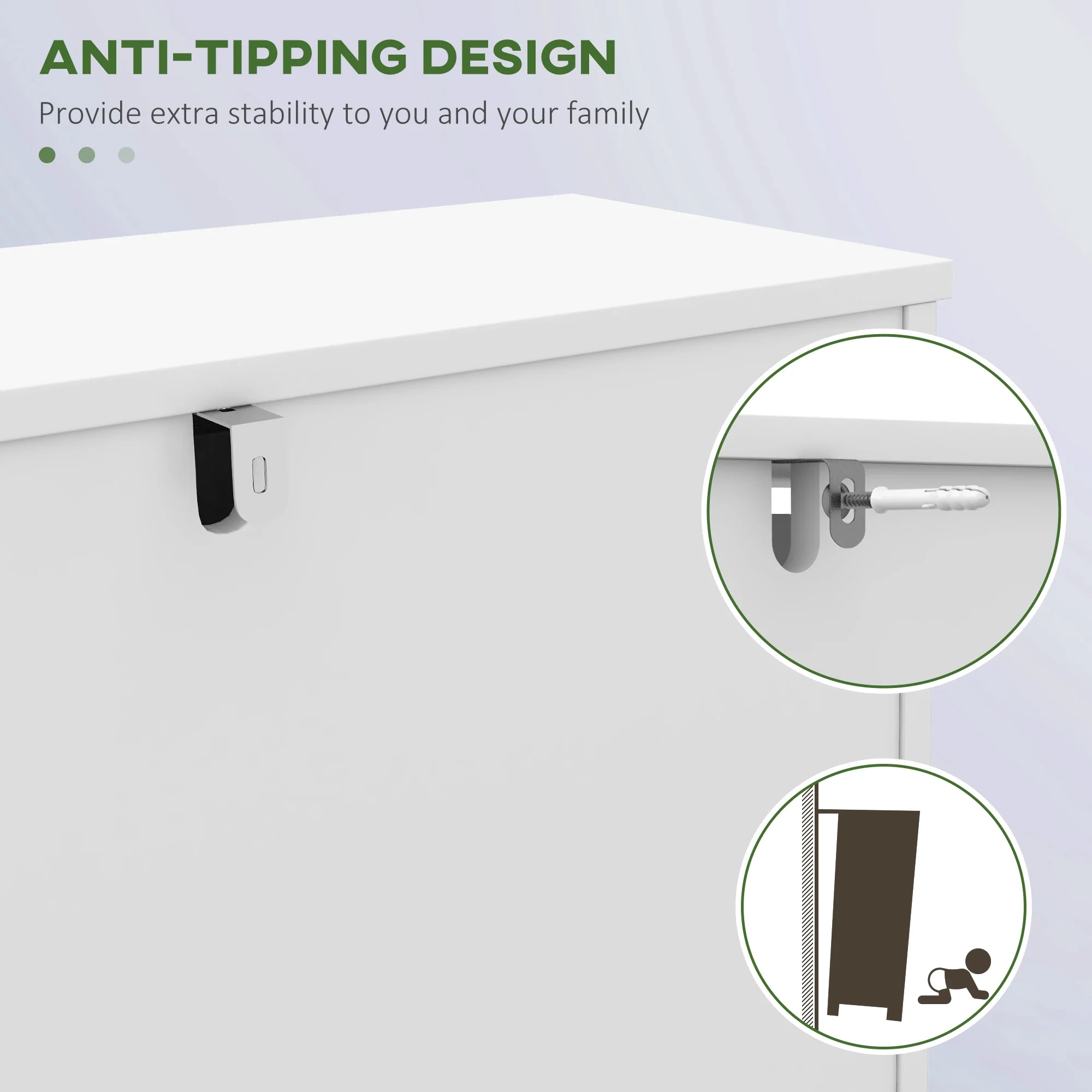 Narrow Shoe Storage, 3 Flip Drawers, Adjustable Shelves, Holds 12 Pairs, White - Image 7