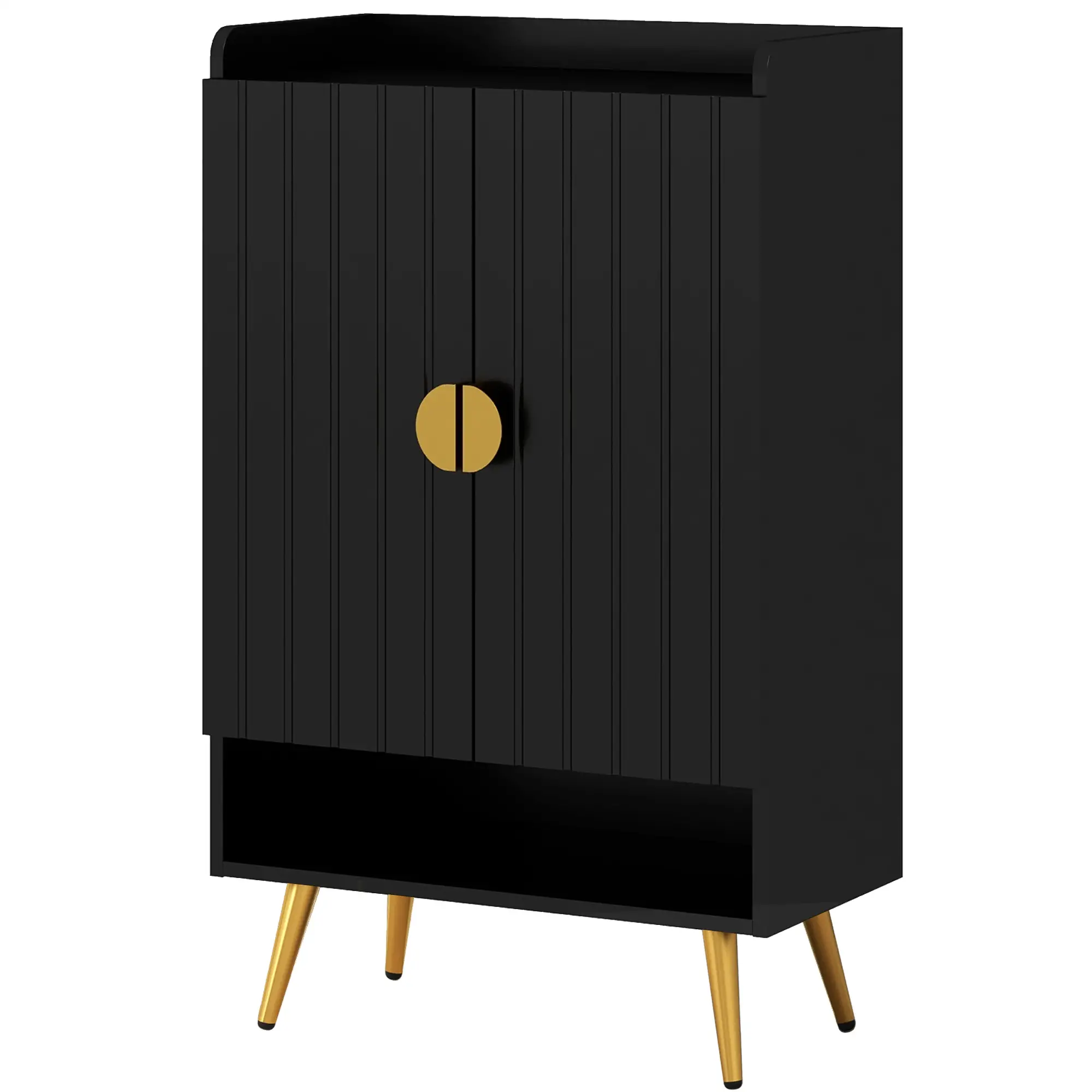 Narrow Shoe Storage Cabinet, Adjustable Shelves for 15 Pairs, Black - Image 11
