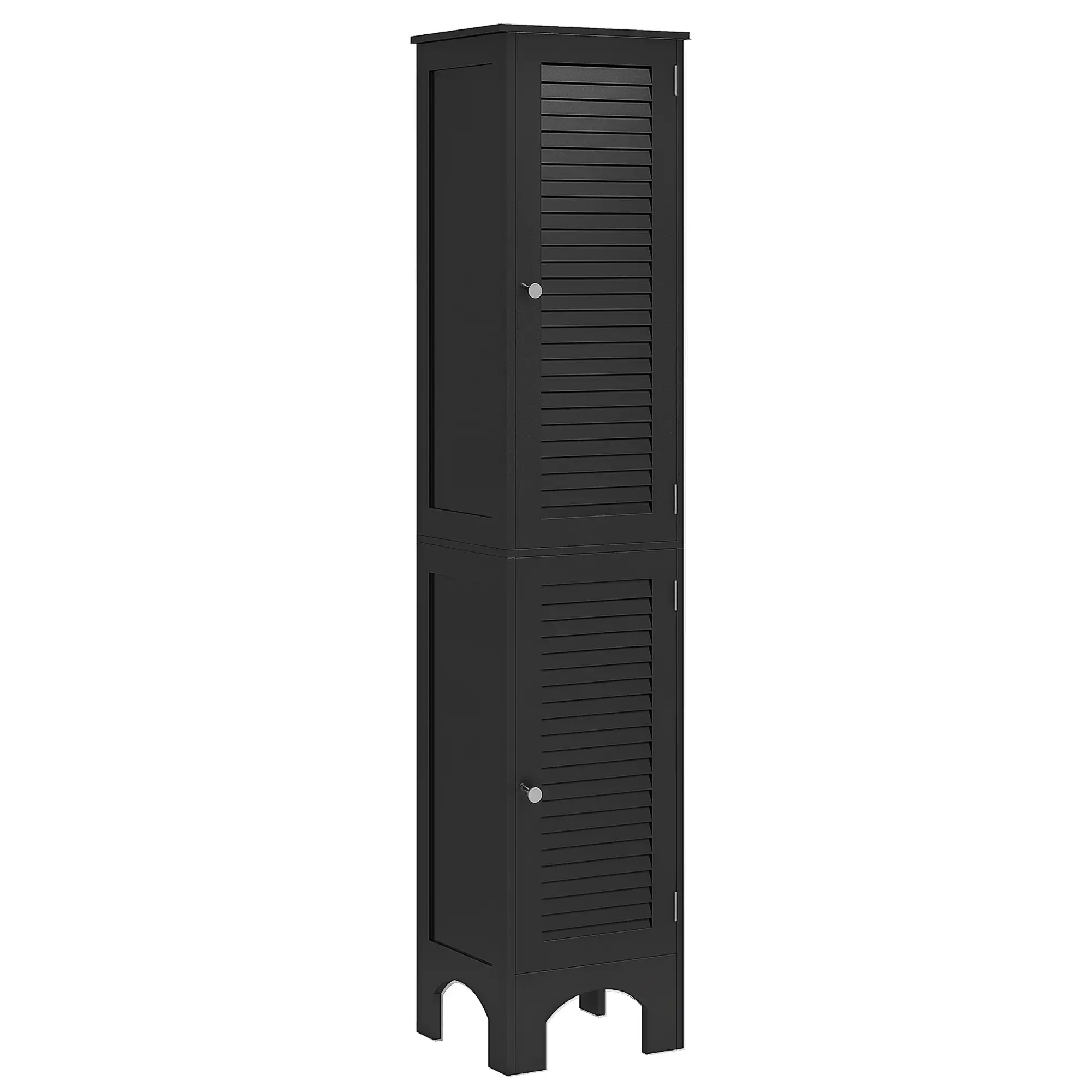 Narrow Tall Bathroom Storage Cabinet with Shelves, Doors, Black - Image 11