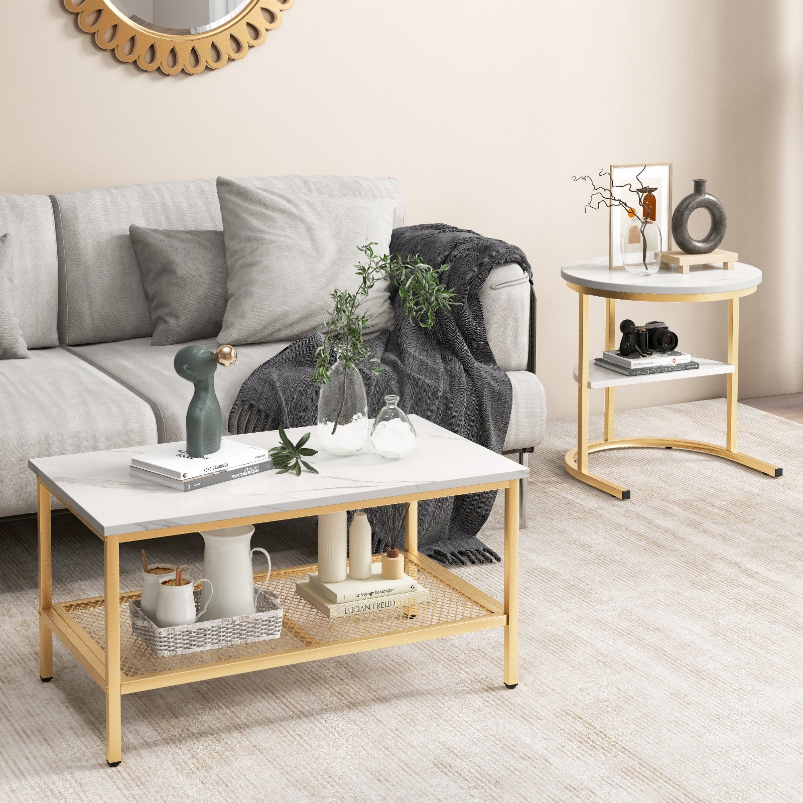 Nesting Coffee Table Set, 2 Piece, Golden - Image 3