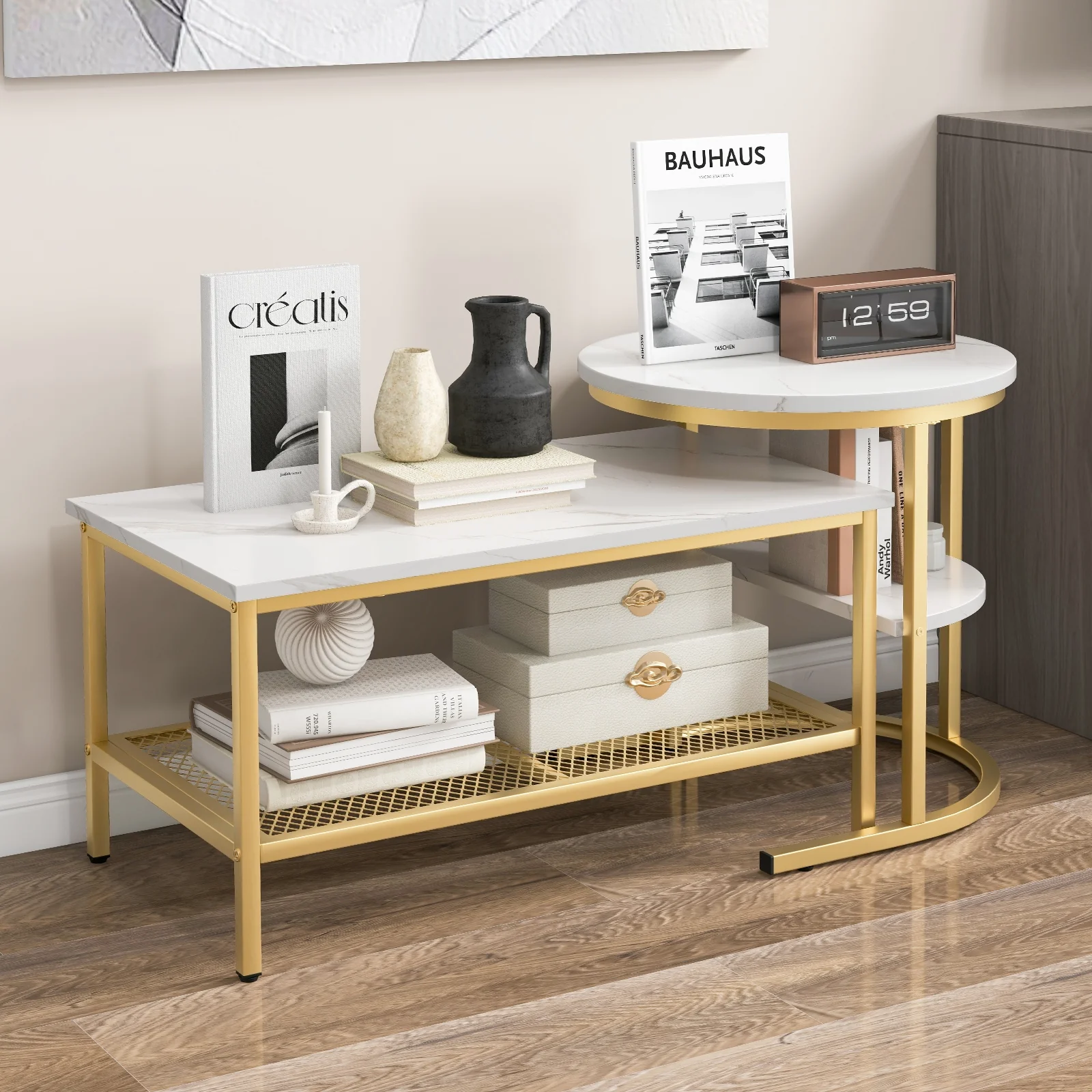 Nesting Coffee Table Set, 2 Piece, Golden - Image 8