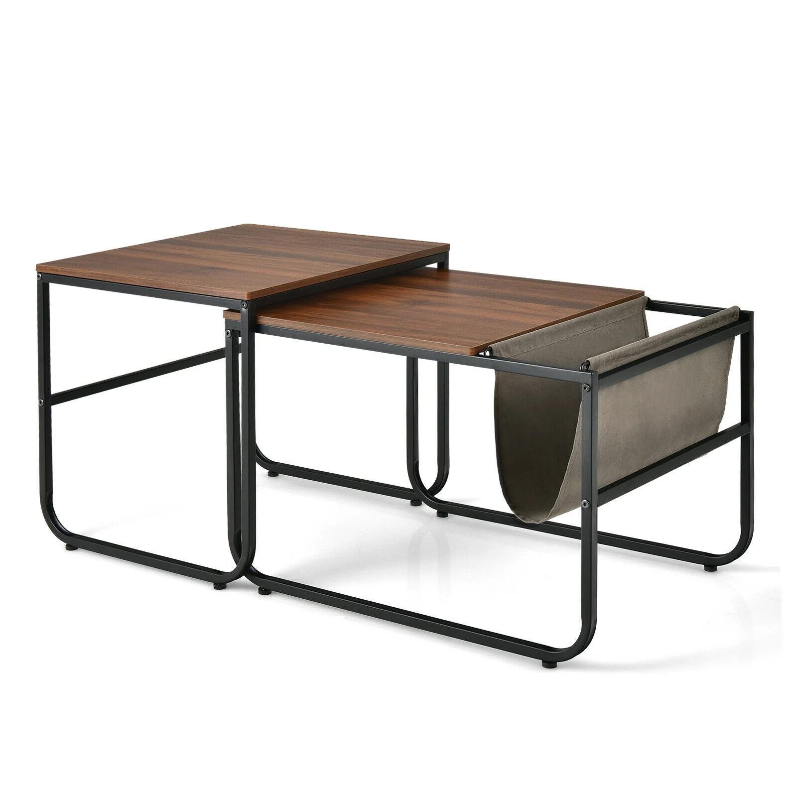 Nesting Coffee Tables, Set of 2, Side Pocket, Brown - Image 10