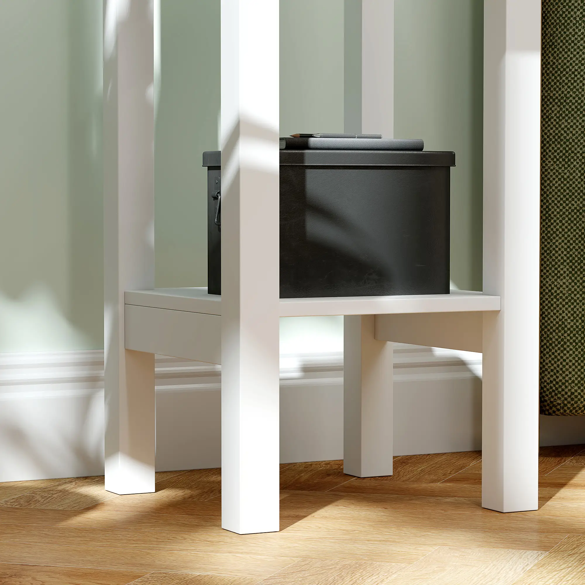 Nightstand Set of 2, Drawer and Open Shelf, White - Image 10