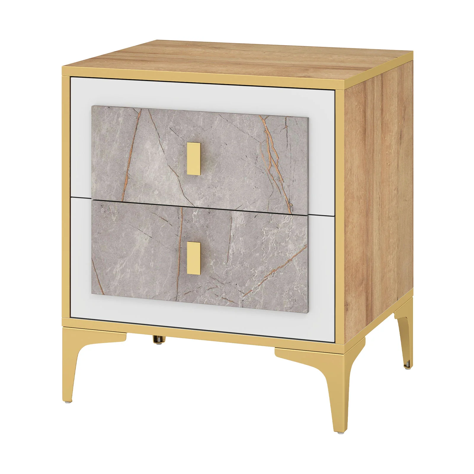 Nightstand With 2 Pull-Out Drawers, Natural - Image 4