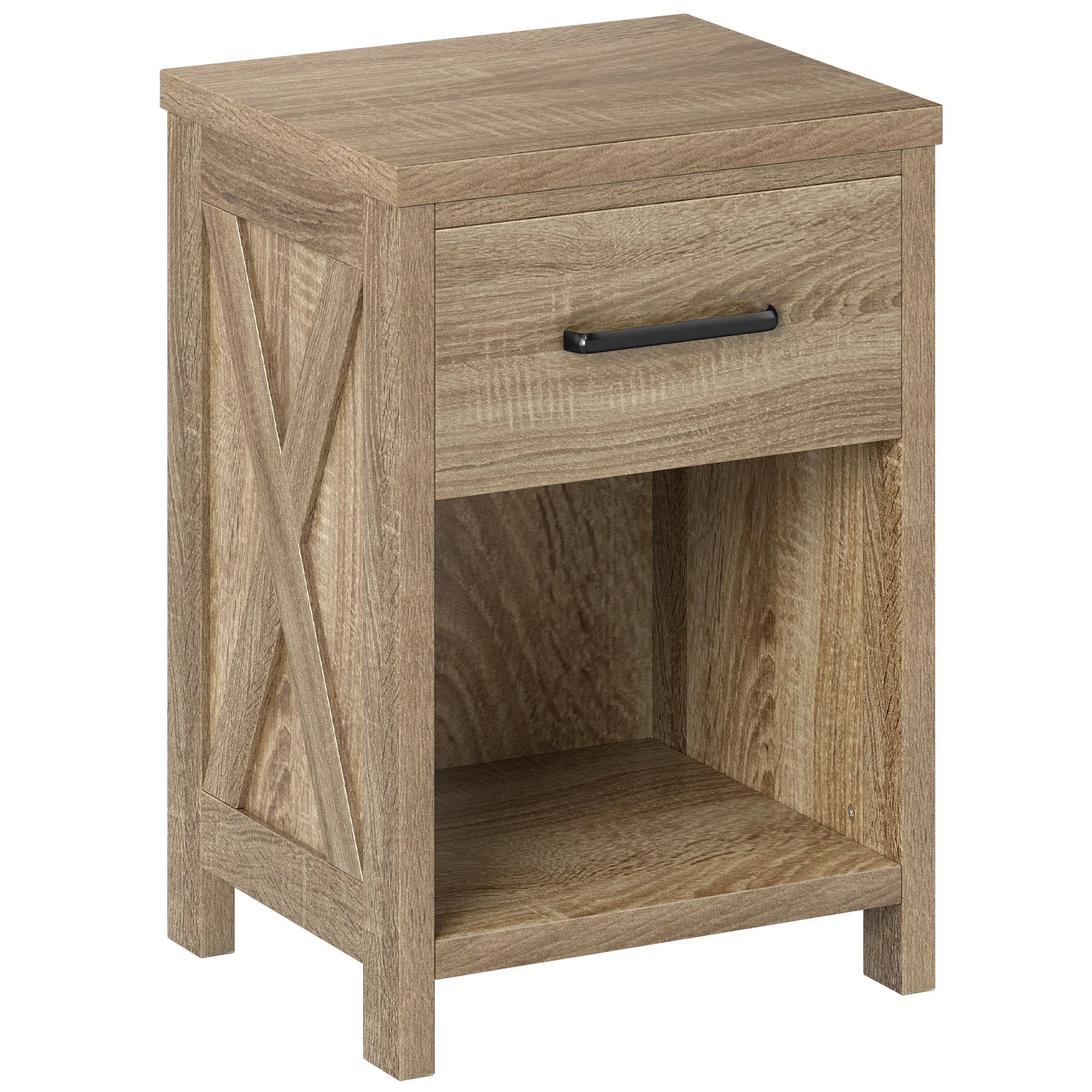 Nightstand With Drawer And Shelf, Natural - Image 4