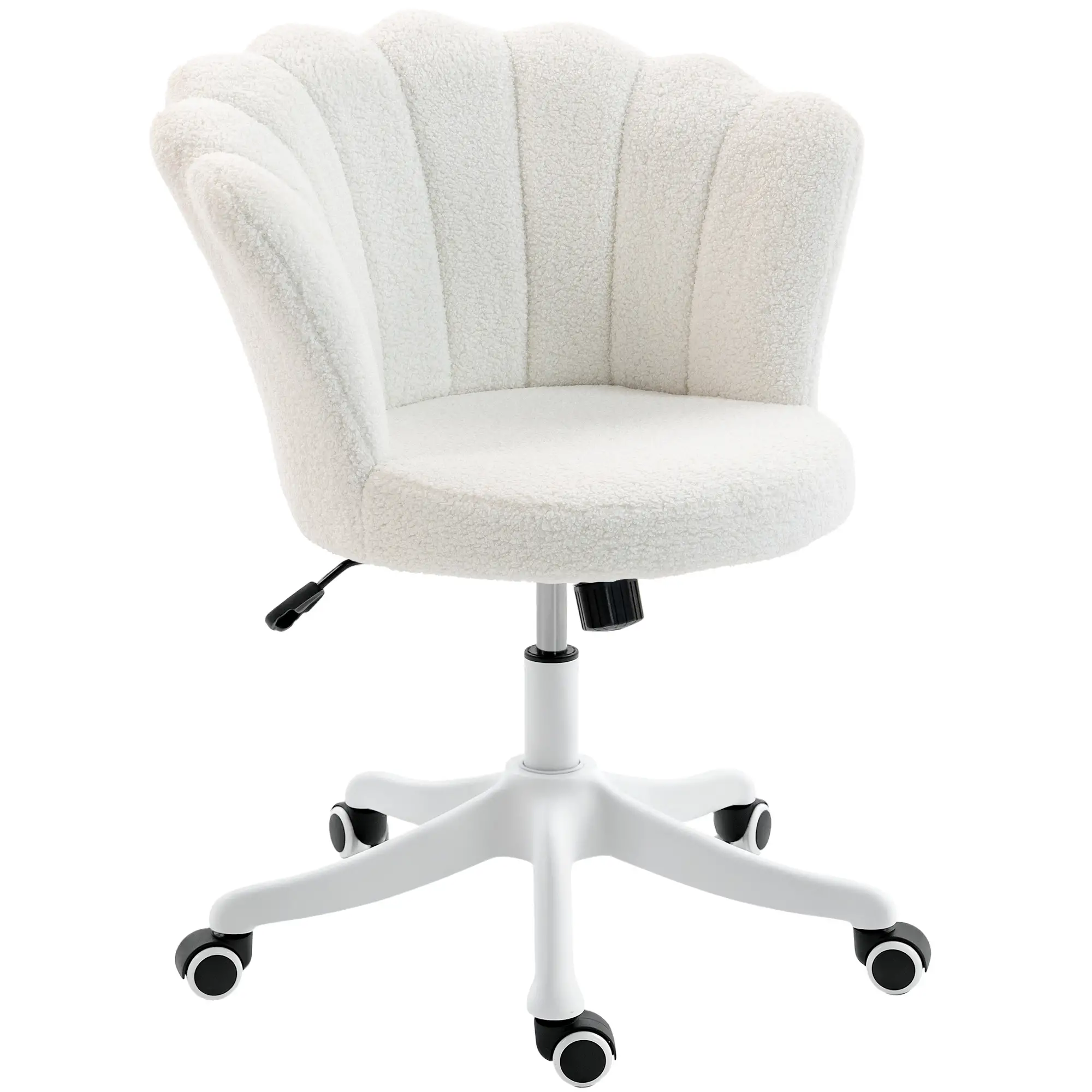 Office Chair, Armless Swivel Desk Chair with Adjustable Height, Backrest, Tilt Function for Office, Vanity, Cream White - Image 11