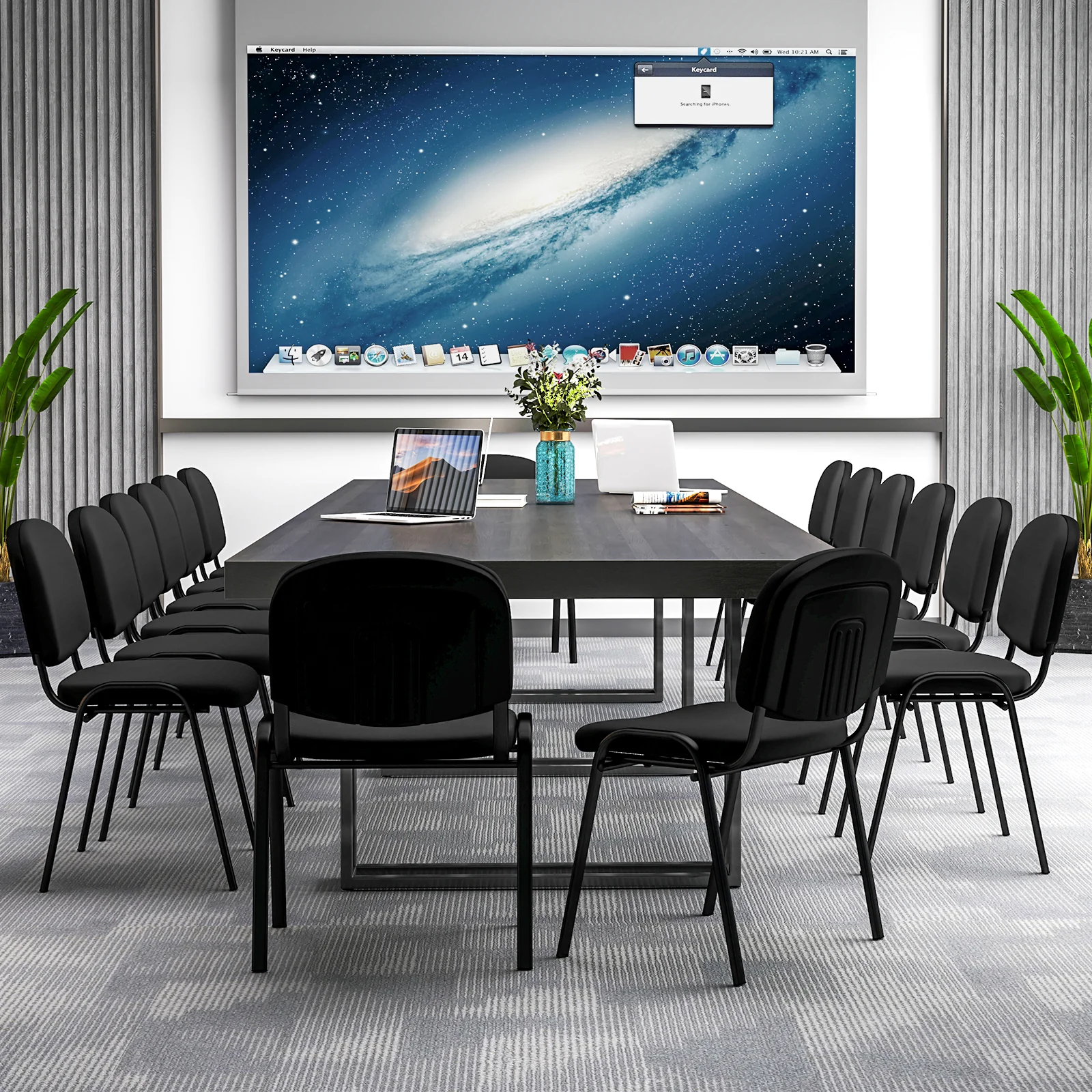 Office Chair, Metal Frame, Padded Cushions, Set Of 5, Black - Image 8