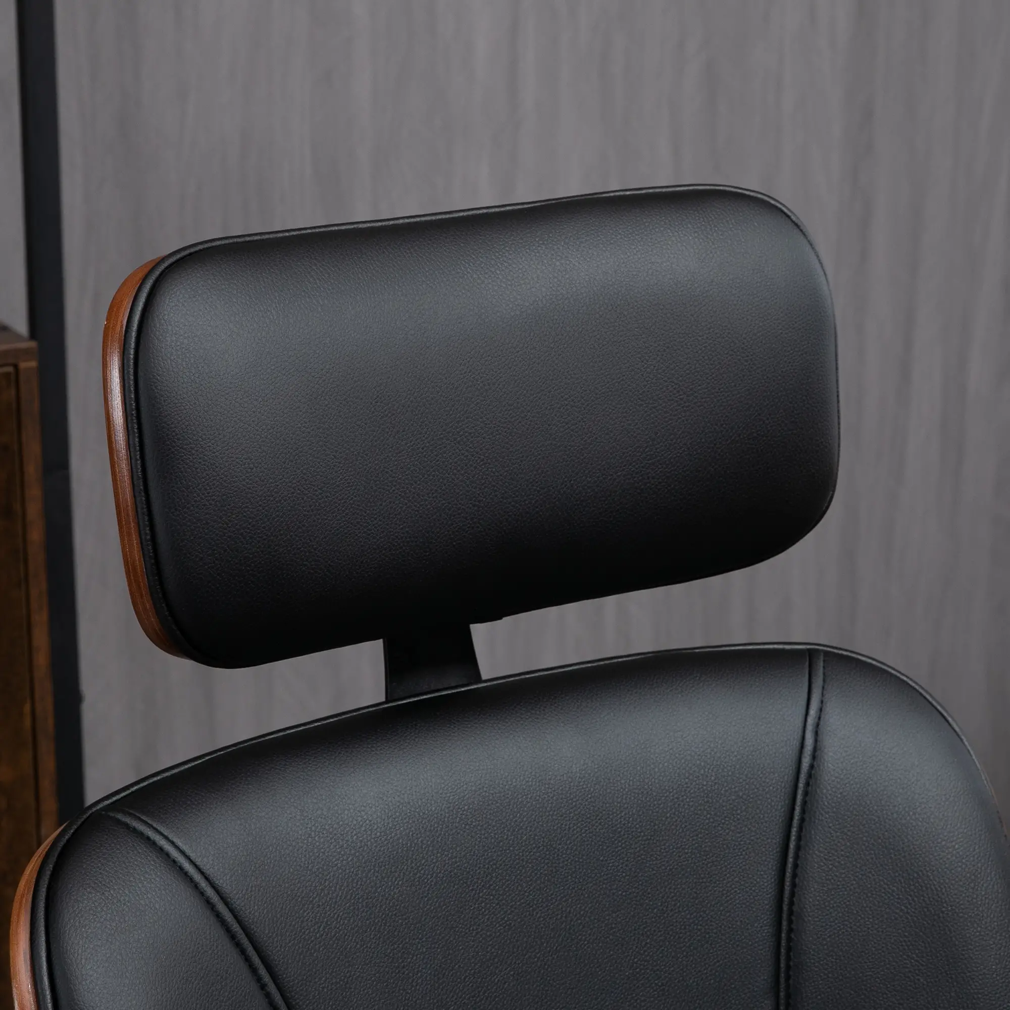 Office Chair, PU Leather Desk Chair, Adjustable Height, Tilt, Wheels, Black - Image 9