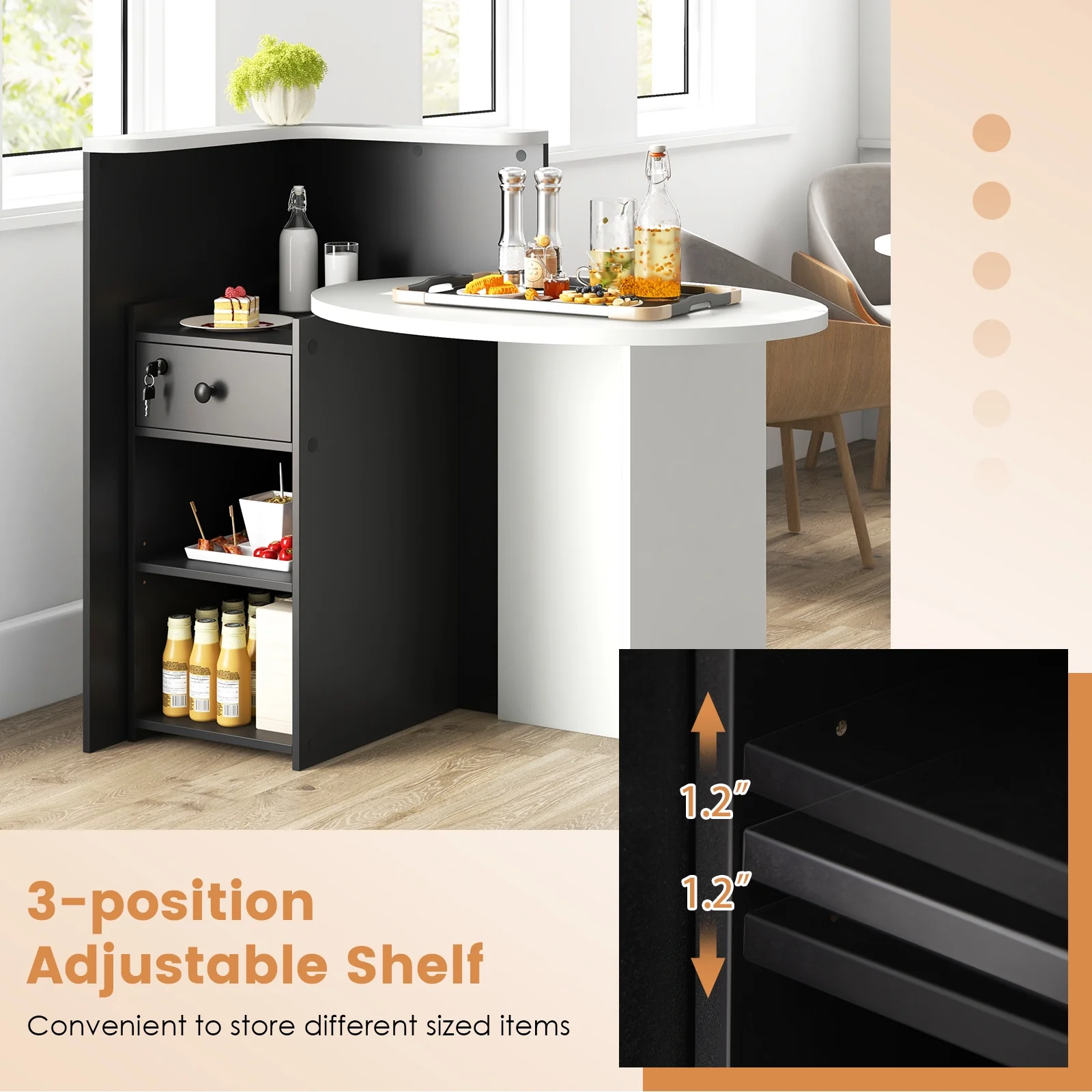 Office Desk With Open Shelf, Lockable Drawer, Black - Image 10