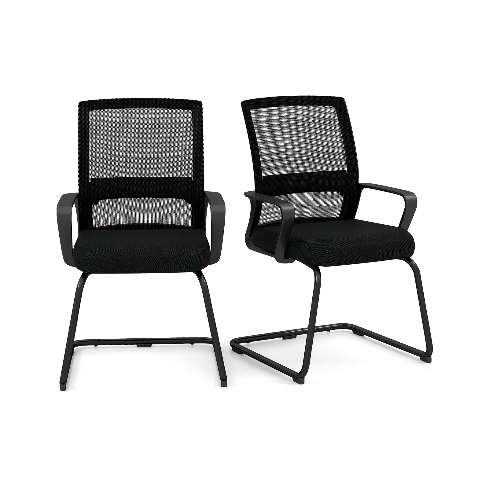 Office Guest Chair With Lumbar Support, 2 Pieces, Black - Image 4