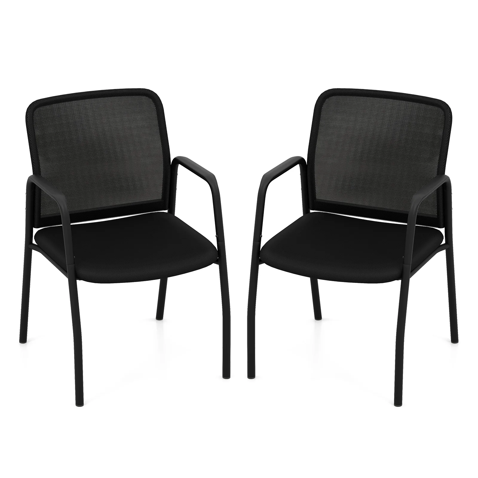 Office Guest Chairs, Set of 2, Ergonomic Mesh Backrest, Black