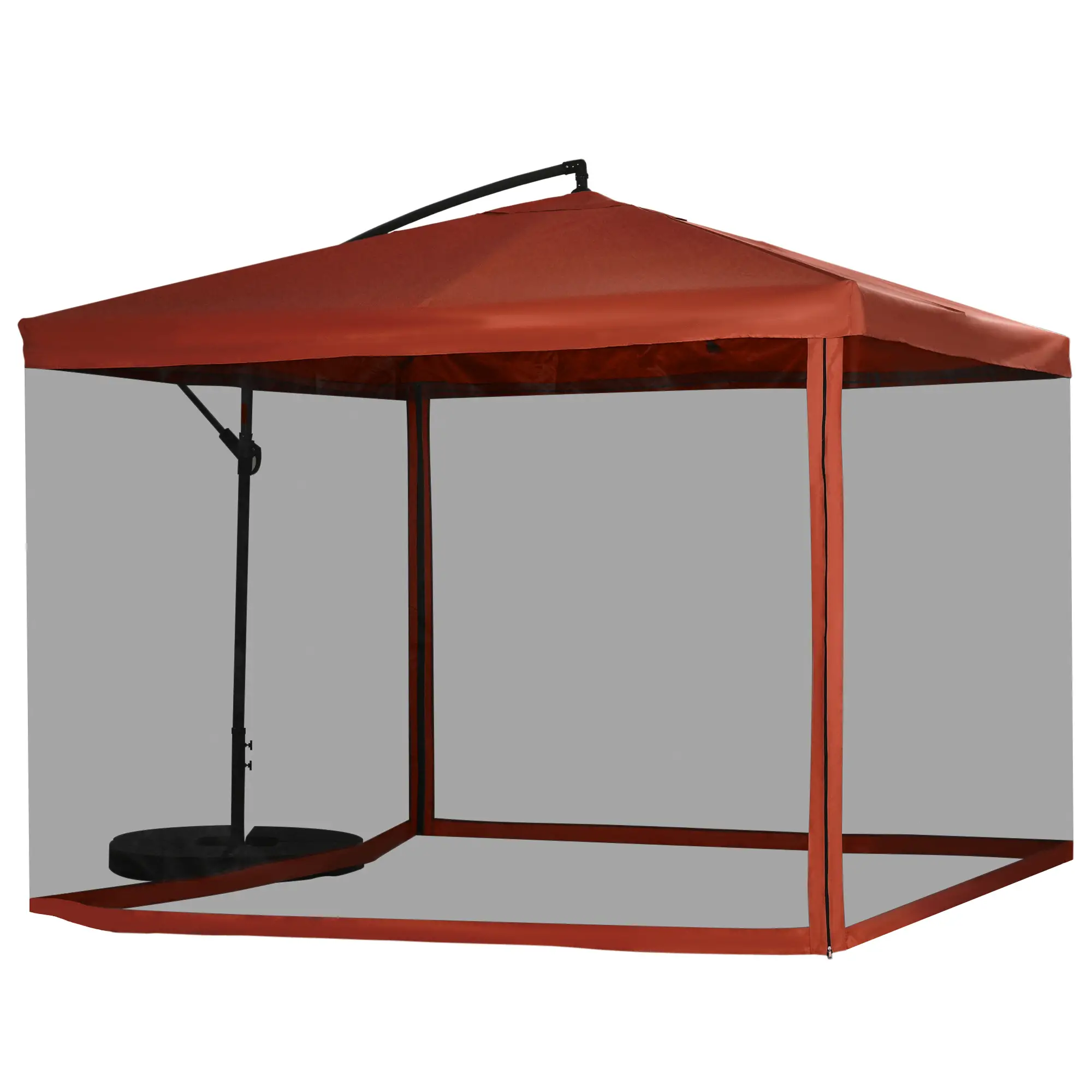 Offset Patio Umbrella, Adjustable Cantilever Canopy, Wine Red